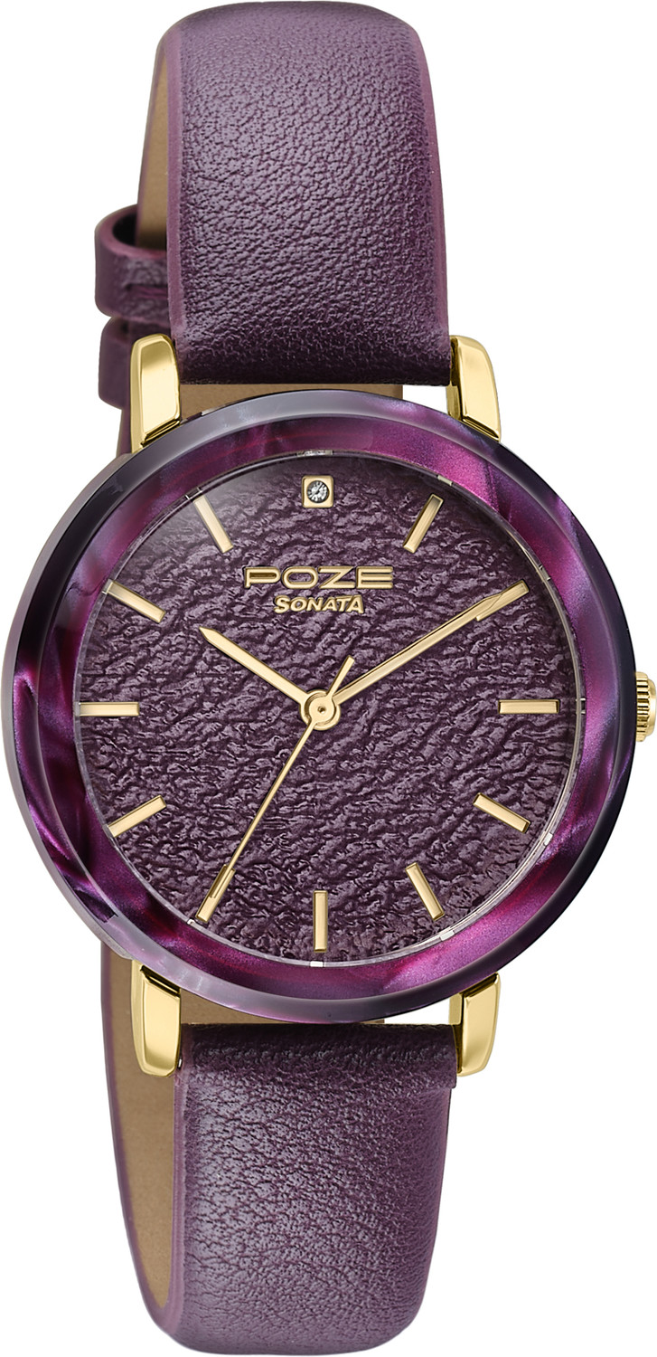 Image of SONATA Poze 8 Sonata Poze 8 Quartz Purple Dial Purple PU Leather Strap Analog Watch - For Women