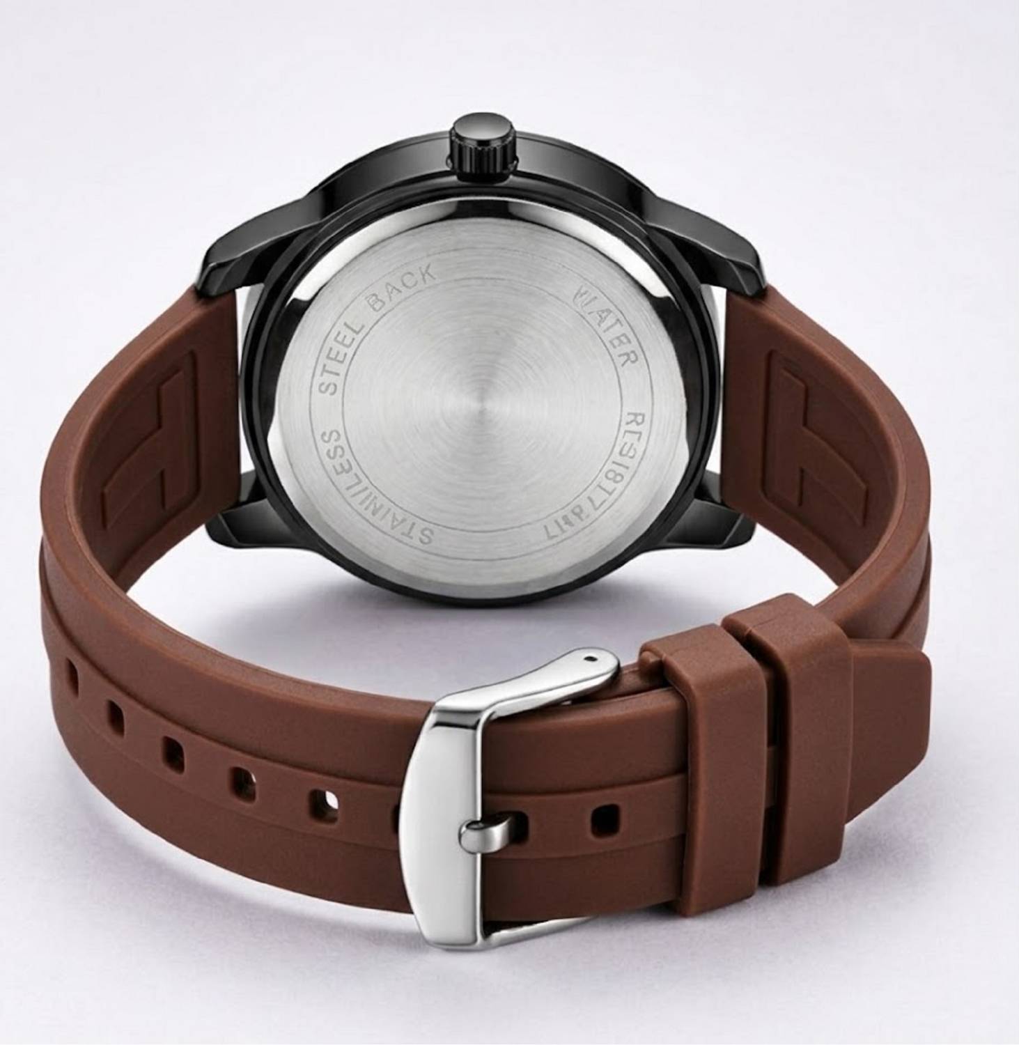 MAAN DD-2401 Dual Dial Quartz Black Silicone Watch - Image 4