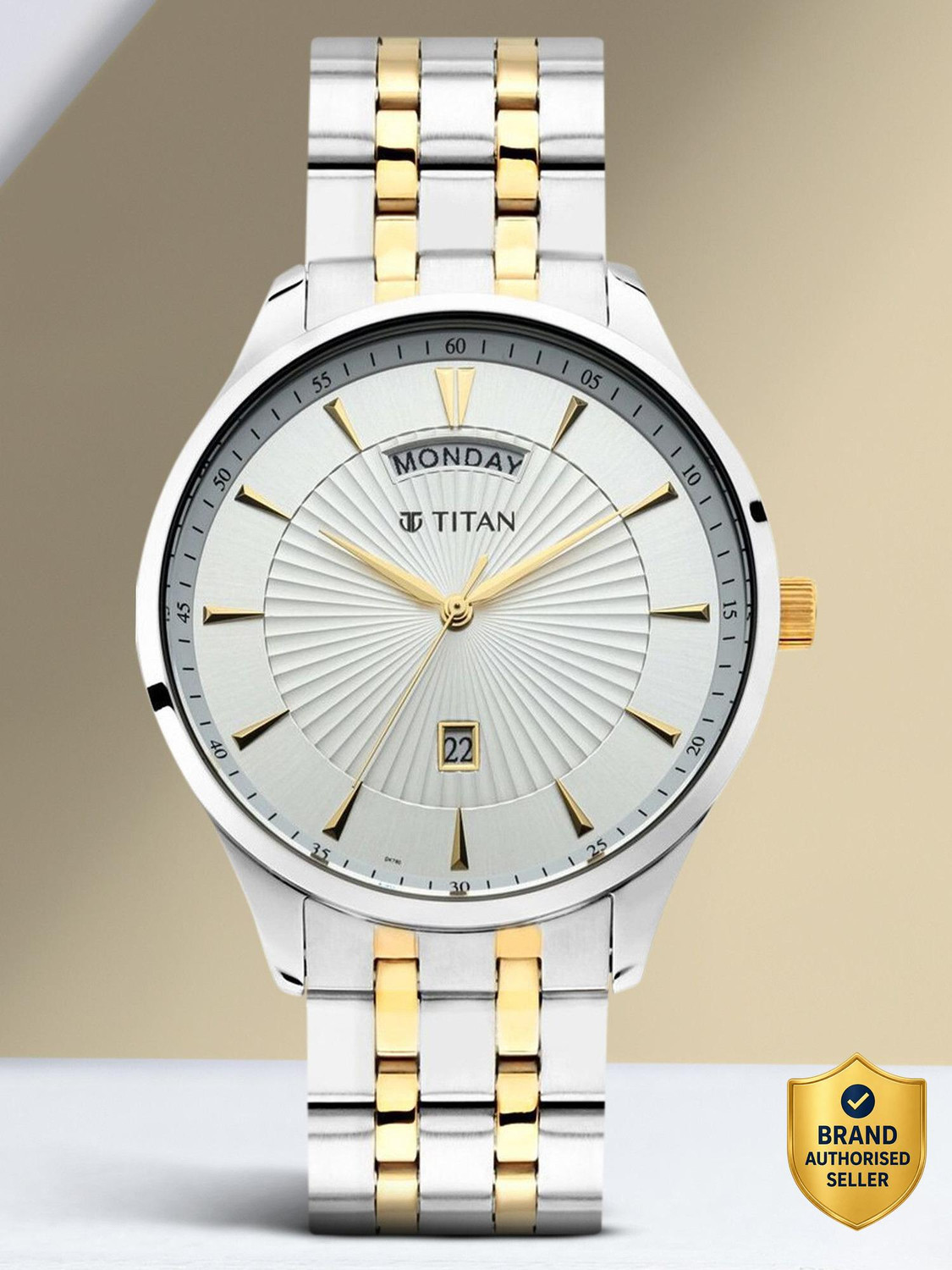 Image of Titan Titan Regalia Opulent Silver Dial Silver & Gold Stainless Steel Strap Analog Watch - For Men