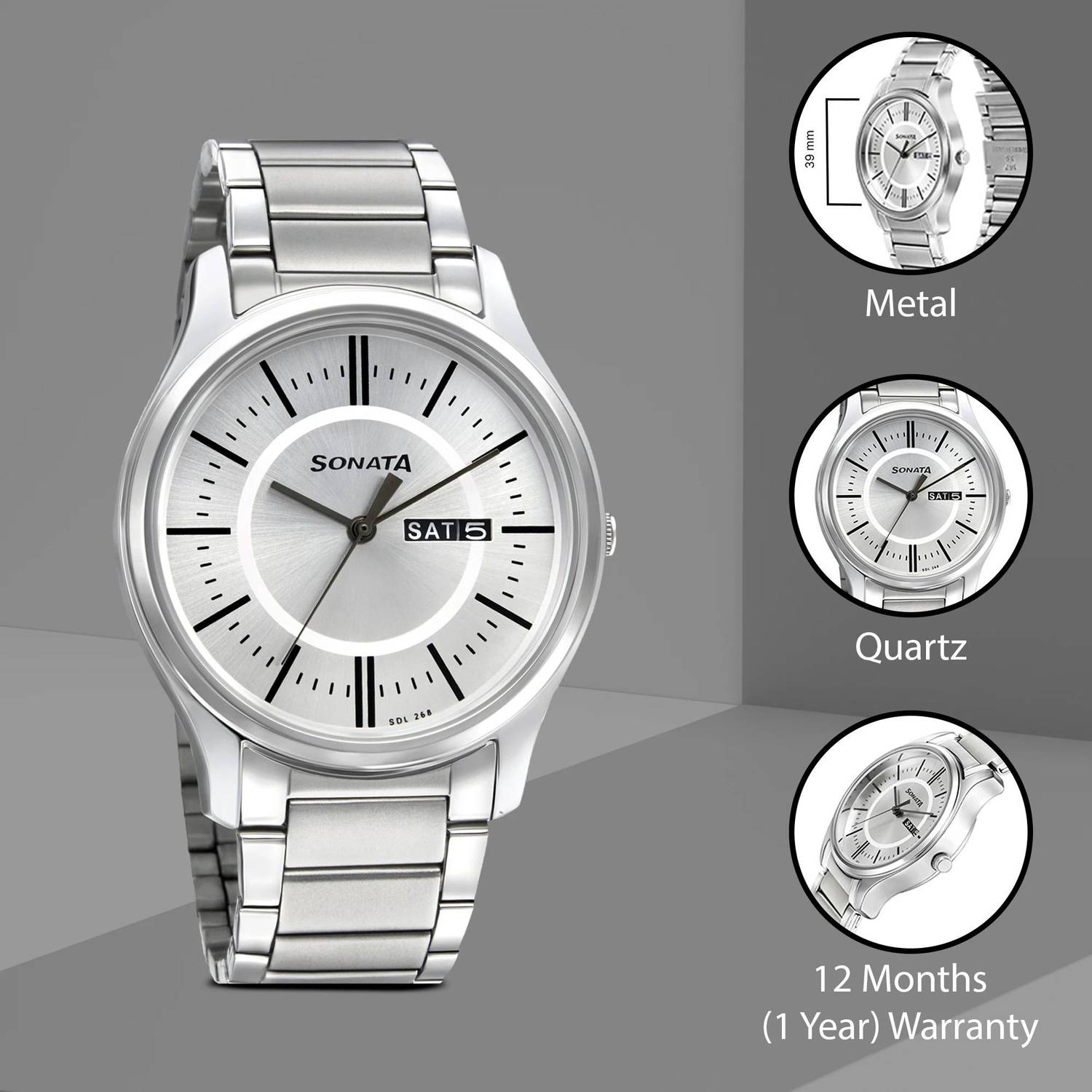 Sonata ESSentials Silver Dial Silver SS Strap Analog Watch - Image 3