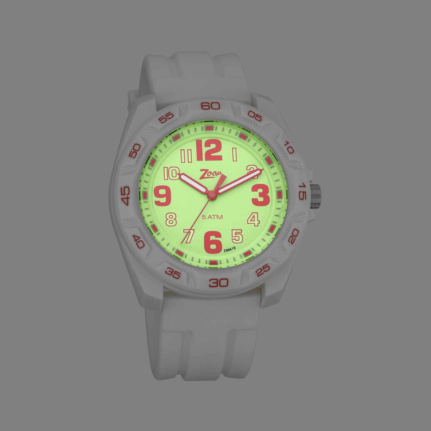 Image of Zoop NP16016PP03 Zoop Glow Quartz White Dial White Silicone Strap Analog Watch - For Boys