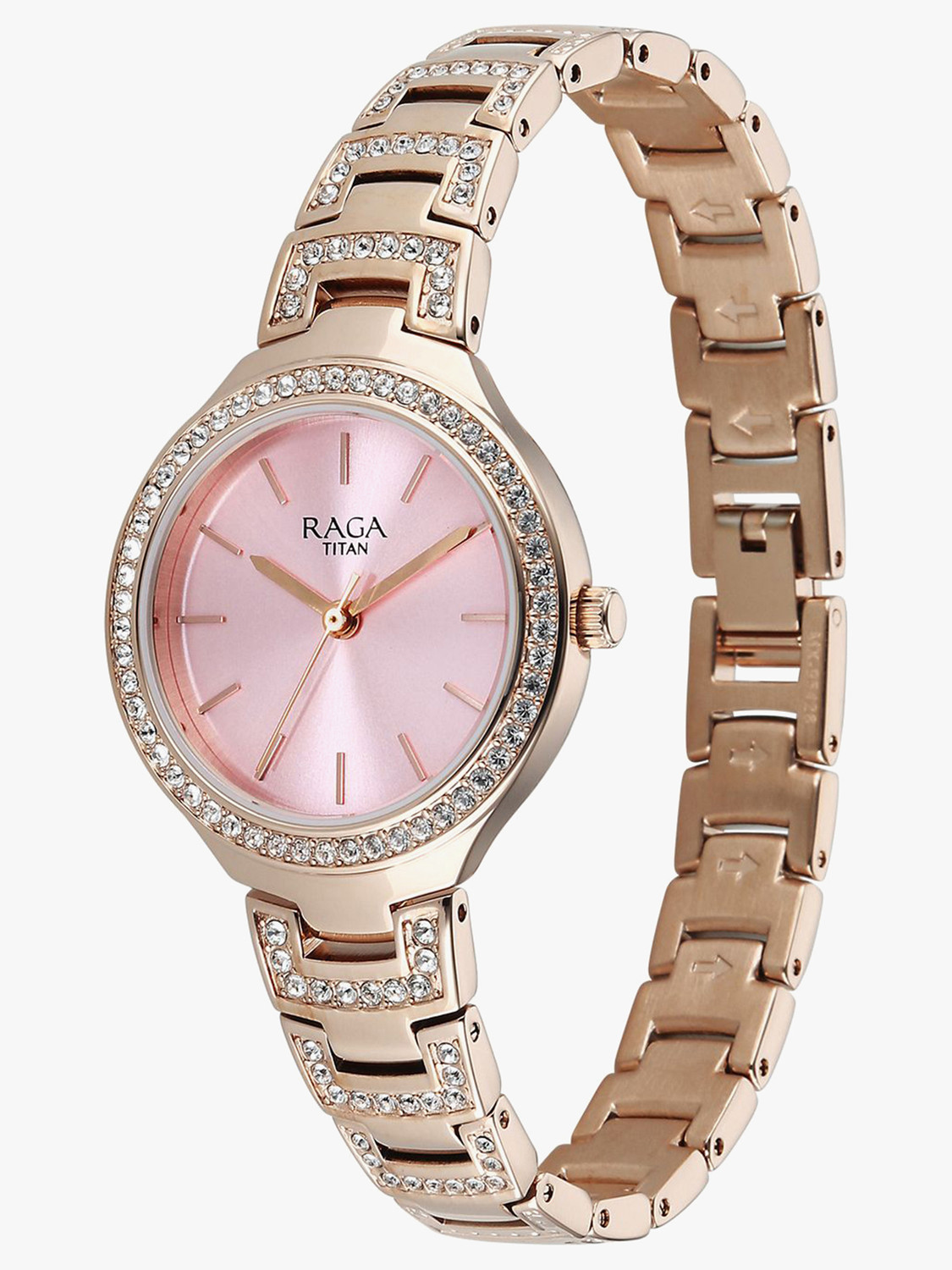 Image of Titan Raga Spotlight Titan Raga Spotlight Quartz Pink Dial Rose Gold Brass Strap Analog Watch - For Women