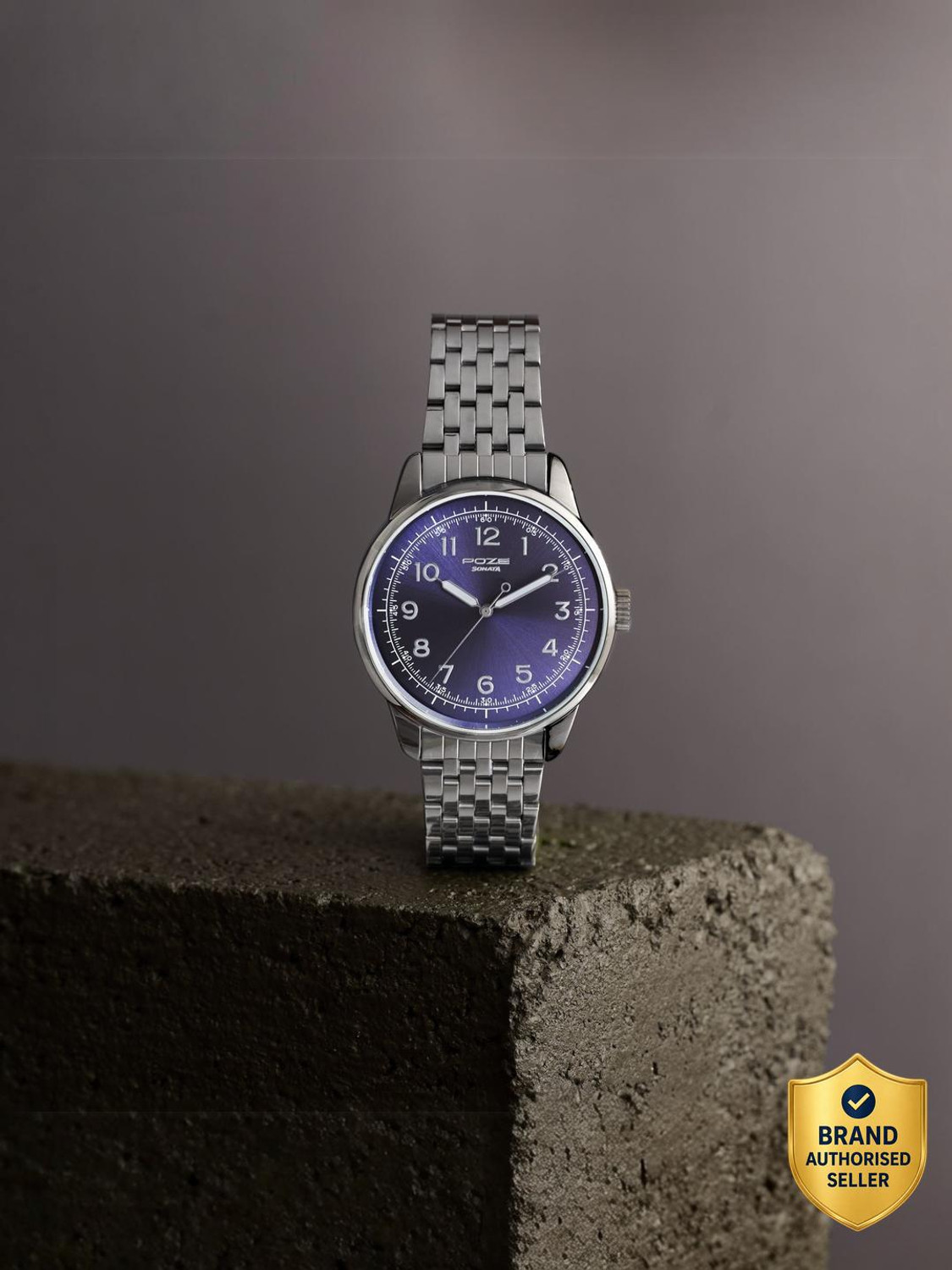 Image of SONATA Poze 8 Sonata Poze 8 Quartz Arsenic blue Dial Gun Stainless Steel Strap Analog Watch - For Men