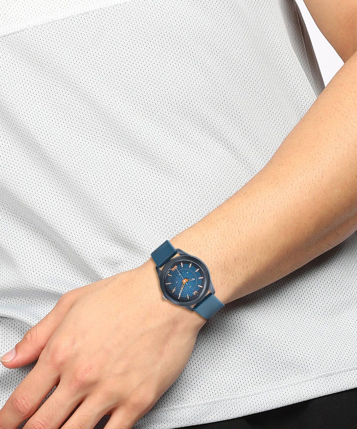 Image of SF 77007PP05 SF Quartz Dark Blue Dial Black PU Strap Analog Watch - For Men