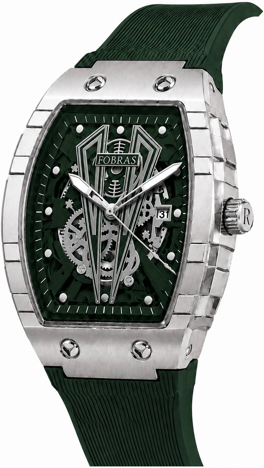 K&K Premium Skeleton Silver Tonneau Watch for Men - Image 2