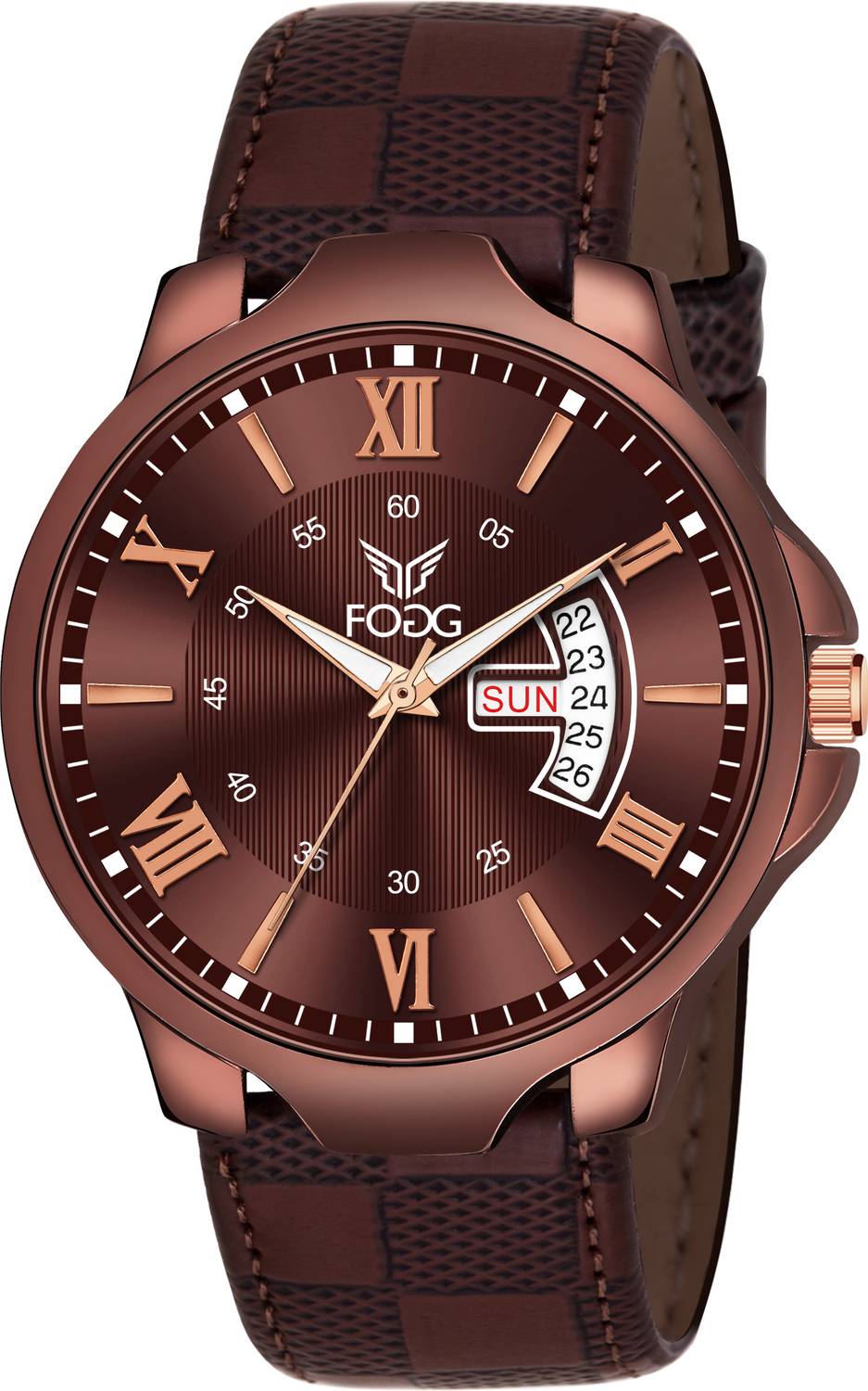 Fogg 1164-BR Brown Day and Date Unique New Analog Watch - For Men