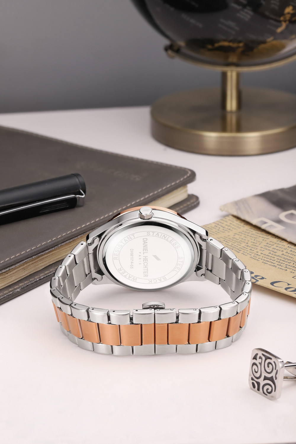 Image of DANIEL HECHTER Model DHM1014 Paris Bastille Collection Analog,Round Dial Stainless Steel Strap,Date Function Analog Watch - For Men