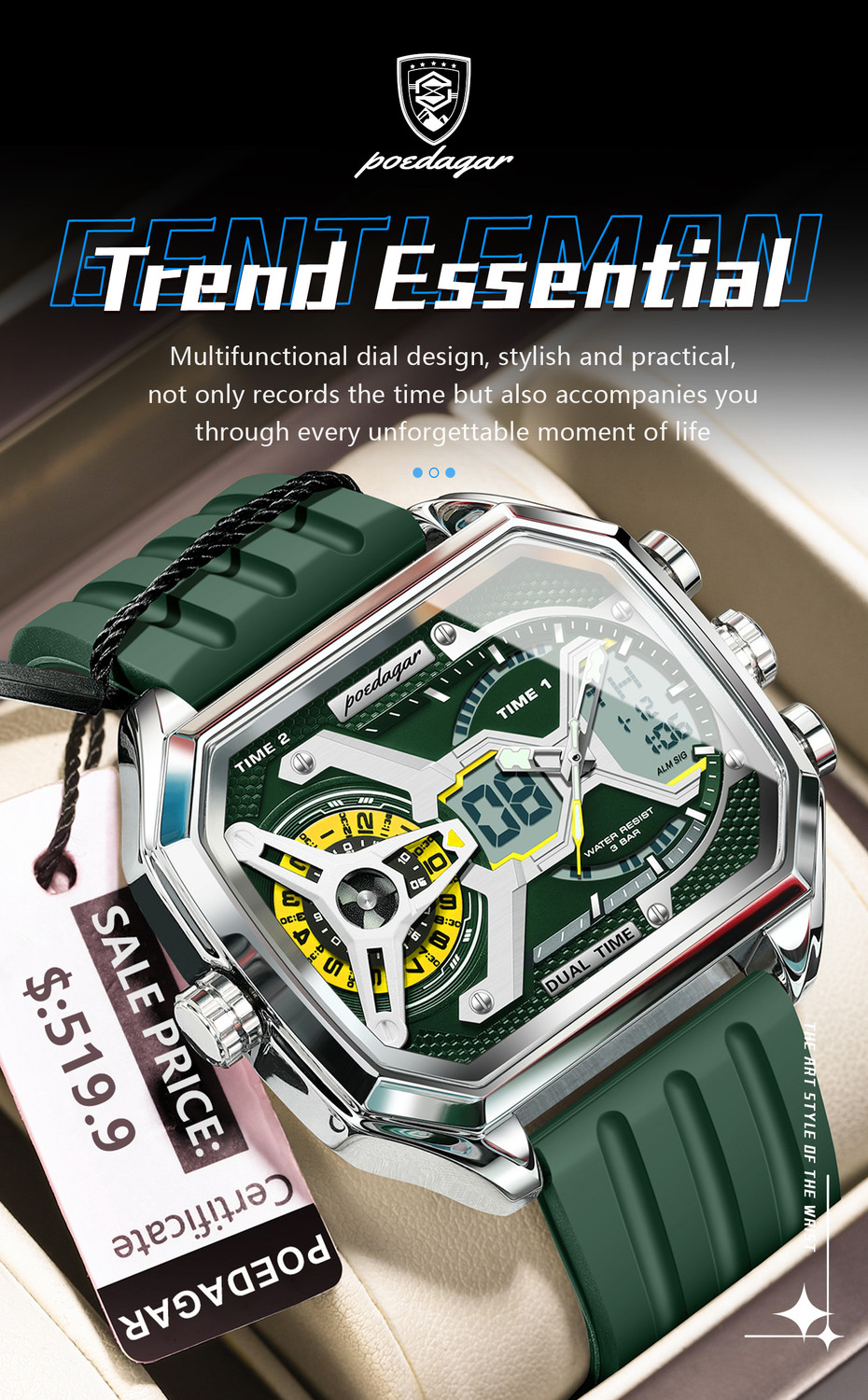 Image of POEDAGAR E106G-C Analog-Digital Watch - For Men