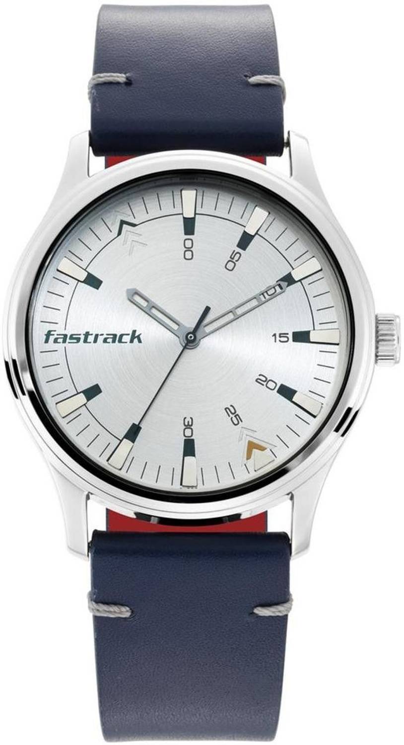 Fastrack NP3236SL01 Silver Dial Blue Leather Strap Watch - Image 2