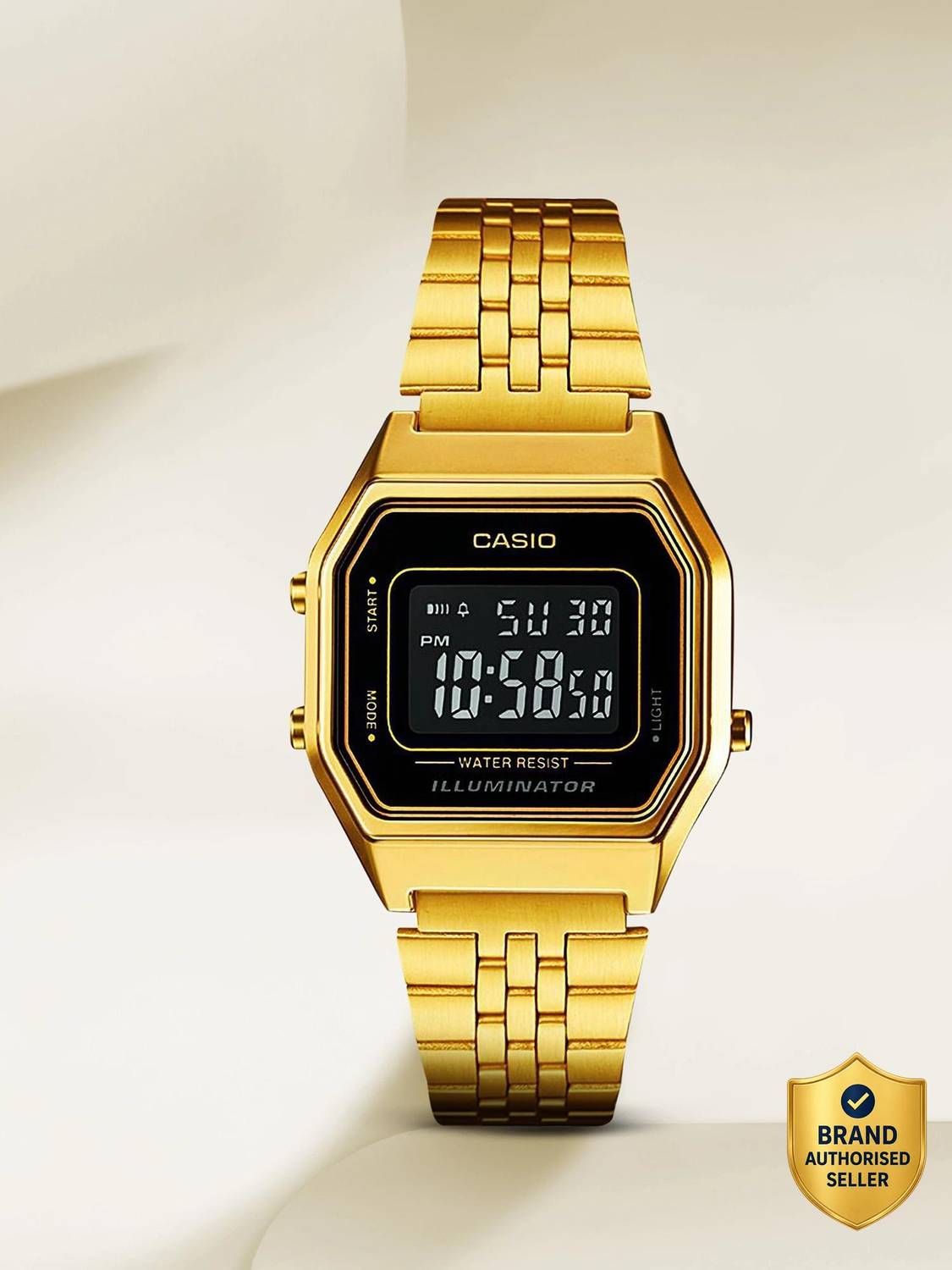 CASIO LA680WGA-1BDF Black Dial Gold Watch - Image 1