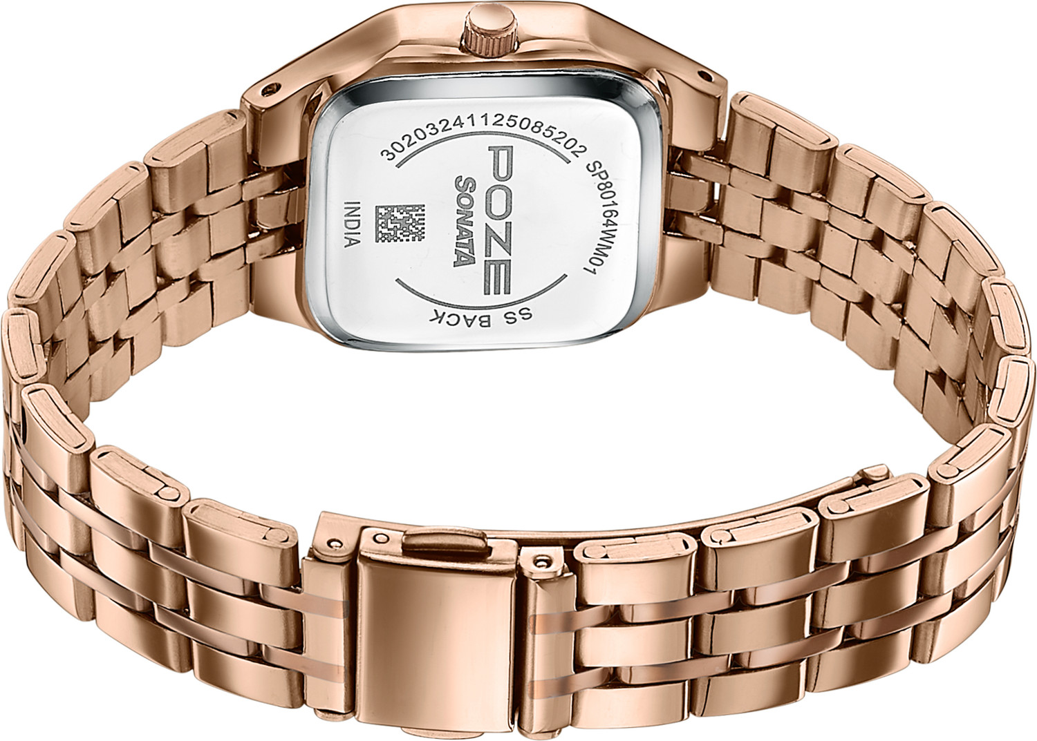 Image of SONATA Poze 8 Sonata Poze 8 Quartz Pink Dial IP Rose Gold 304SS Sheet Metal Strap Analog Watch - For Women