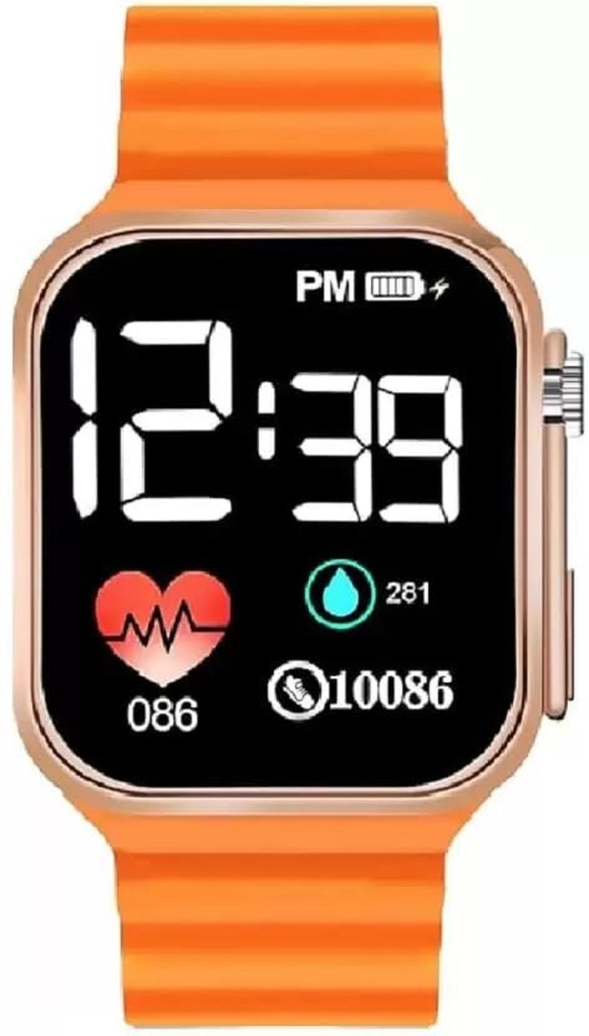 Image of IMSZZ Ultra Look Multi Logo Led Waterproof Kids Watch ULTRA-ORANGE Digital Watch - For Boys & Girls