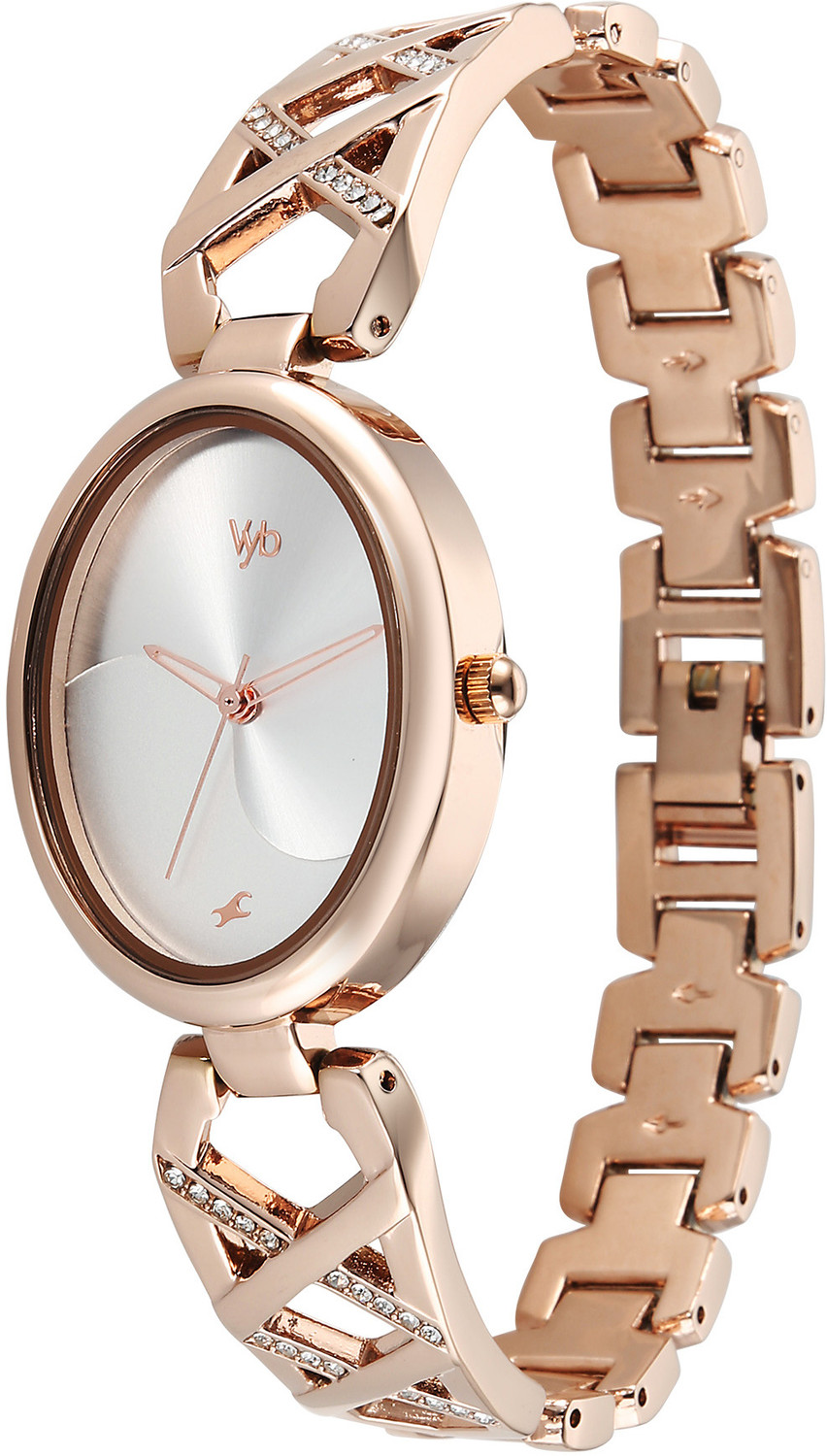Image of Fastrack Vyb Charmer Fastrack Vyb Charmer Quartz Silver Dial Rose Gold Strap Analog Watch - For Women