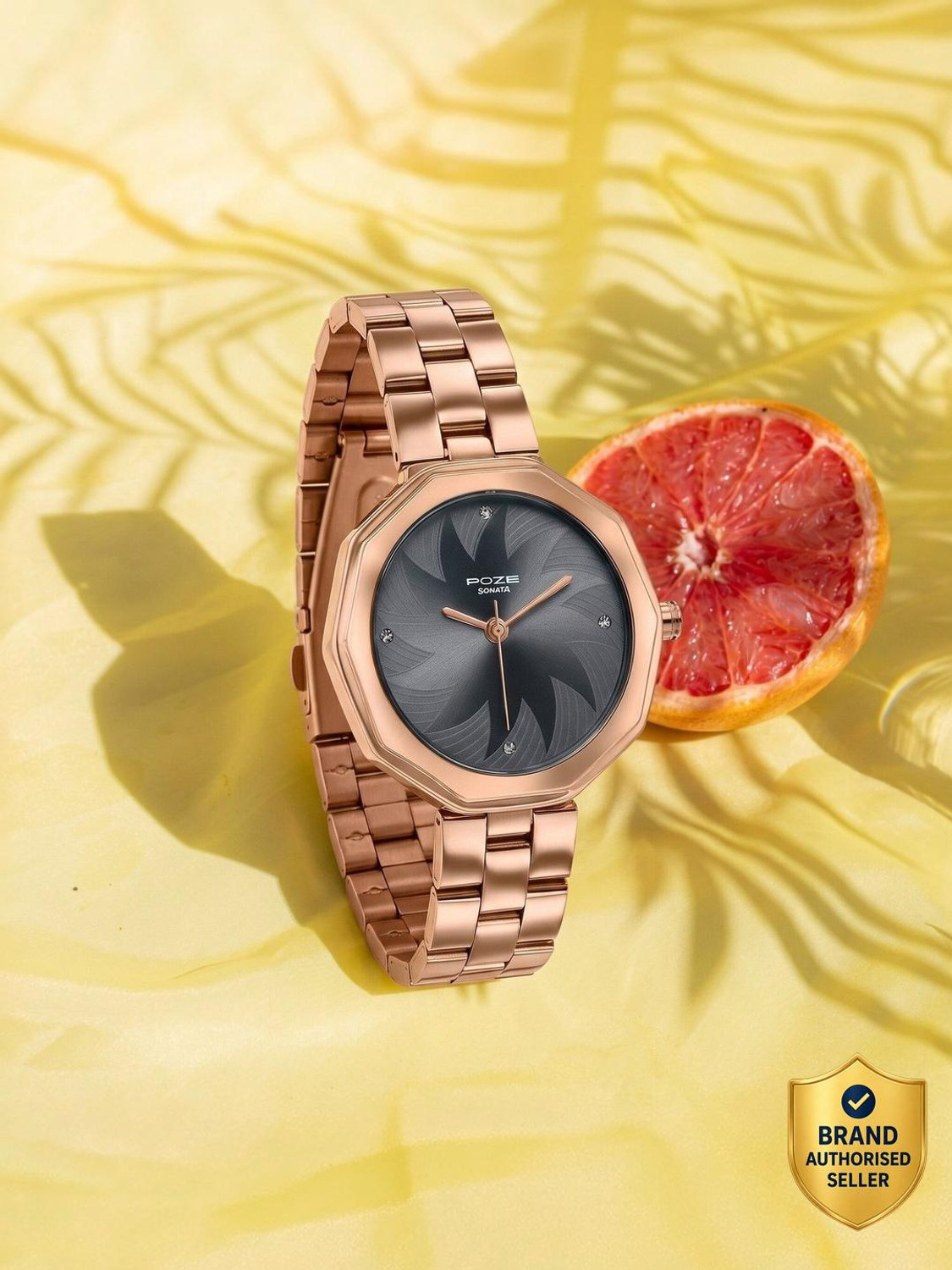 Image of SONATA Poze Drop 9.1 Poze 9 Quartz Grey Dial IPRG Strap Analog Watch - For Women
