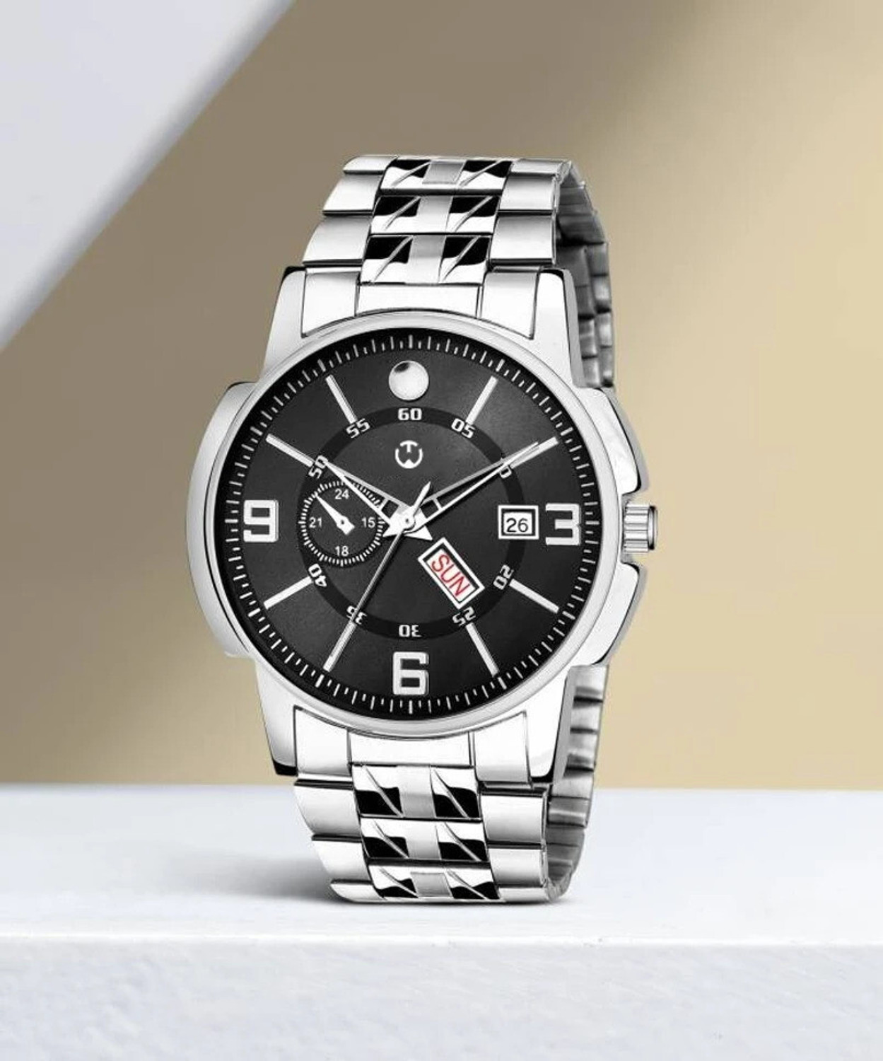 Image of WIZARD TIMES EH-226-BK 226-Black Day and Date Analog Watch - For Men EH-226-BK Analog Watch - For Men