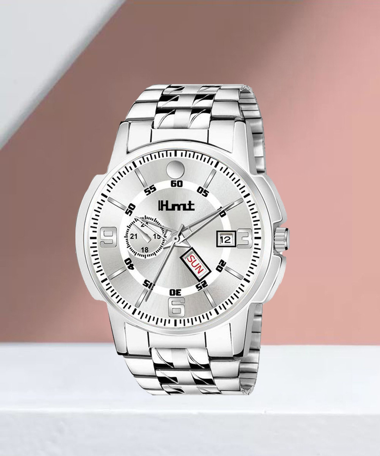 Image of HMT DLF Trending Silver Mens Watch-Watches & Branded Quartz and Wrist Ghadi For Men Analog Watch - For Men