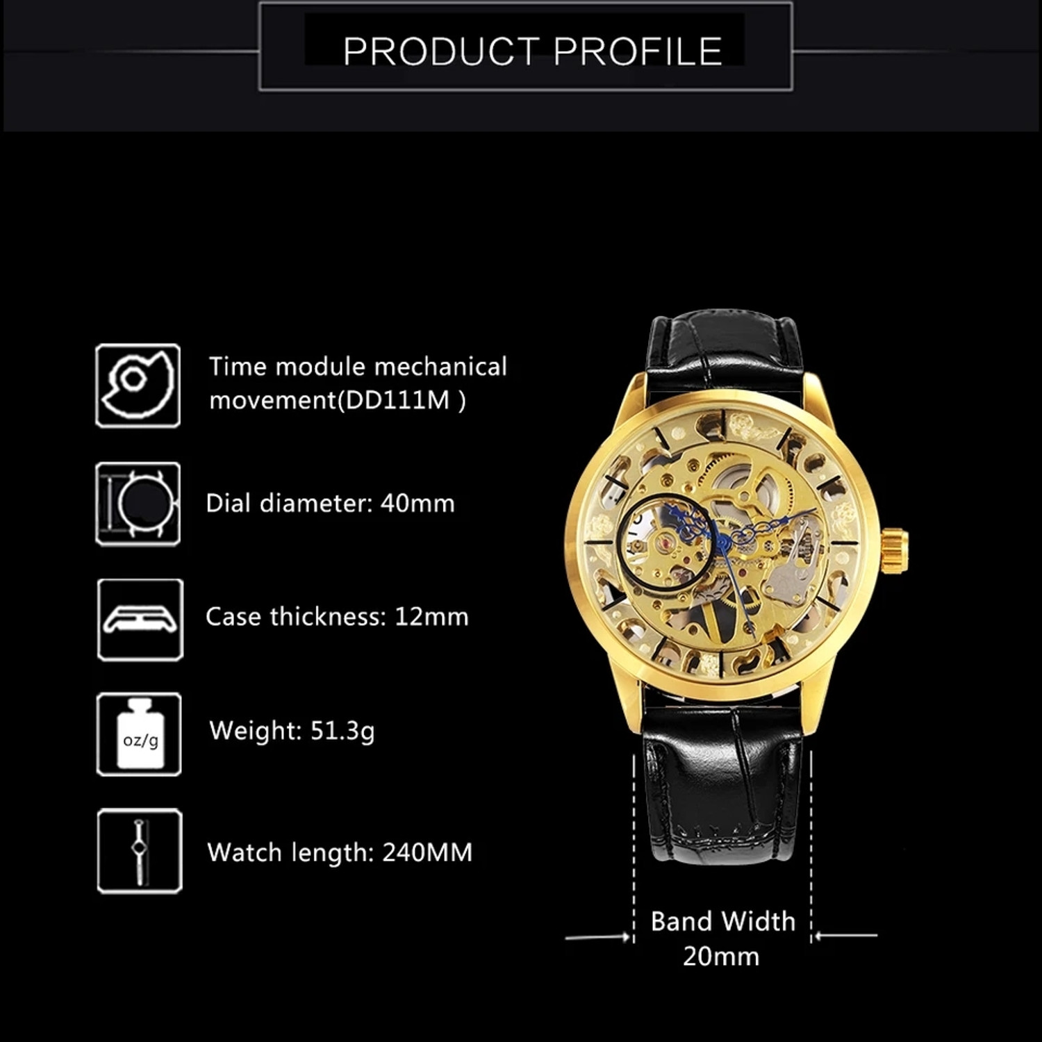 Image of Giftzy Men's Automatic Movement Watch with Skeleton Dial and Luxury Finish Analog Watch Men's Automatic Movement Watch with Skeleton Dial and Luxury Finish Analog Watch - For Men & Women