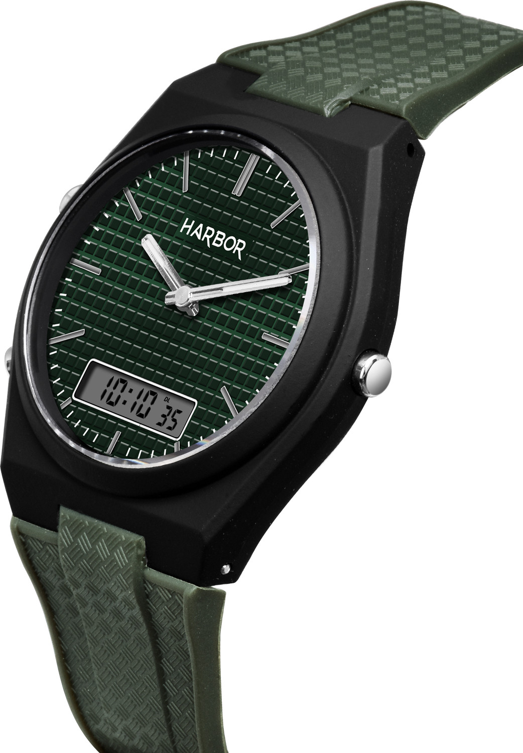 Image of Harbor 9153 Full Green Slim Plastic Body Casual, Office & Party Wear Analog Digital Watch Analog-Digital Watch - For Men