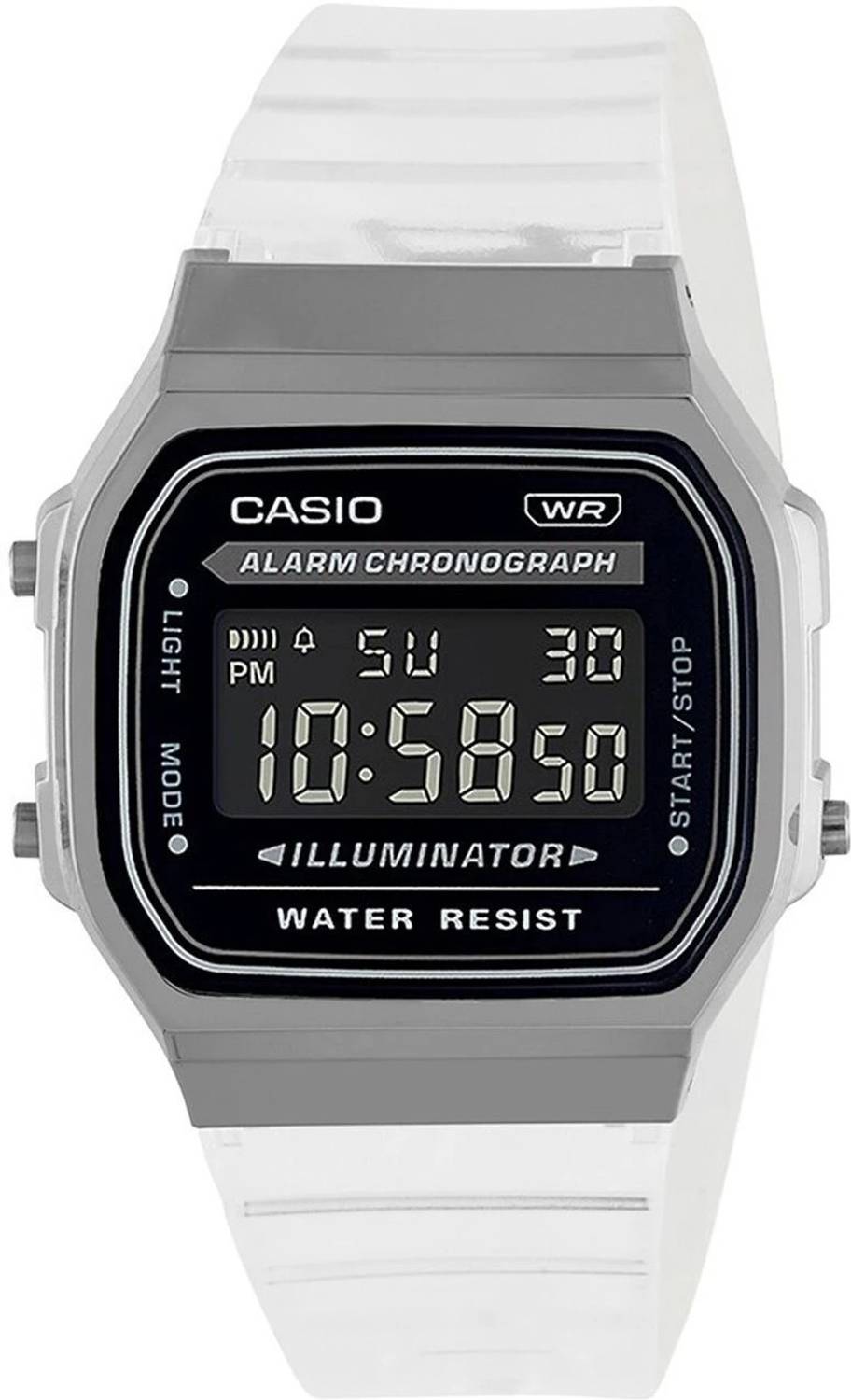 ※ヒガです。※ CASIO A168XES-1BDF Vintag Black Dial Transparent Resin Strap