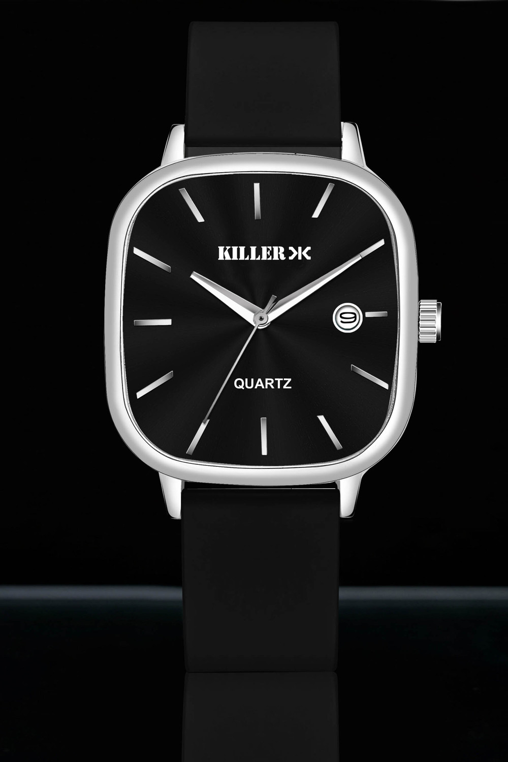 Image of KILLER Slim Square Series | Working Date | Smart Watch Strap | 3D Cut Glass | 1 Year Slim Square Series | Working Date | Smart Watch Strap | 3D Cut Glass | 1 Year Analog Watch - For Men