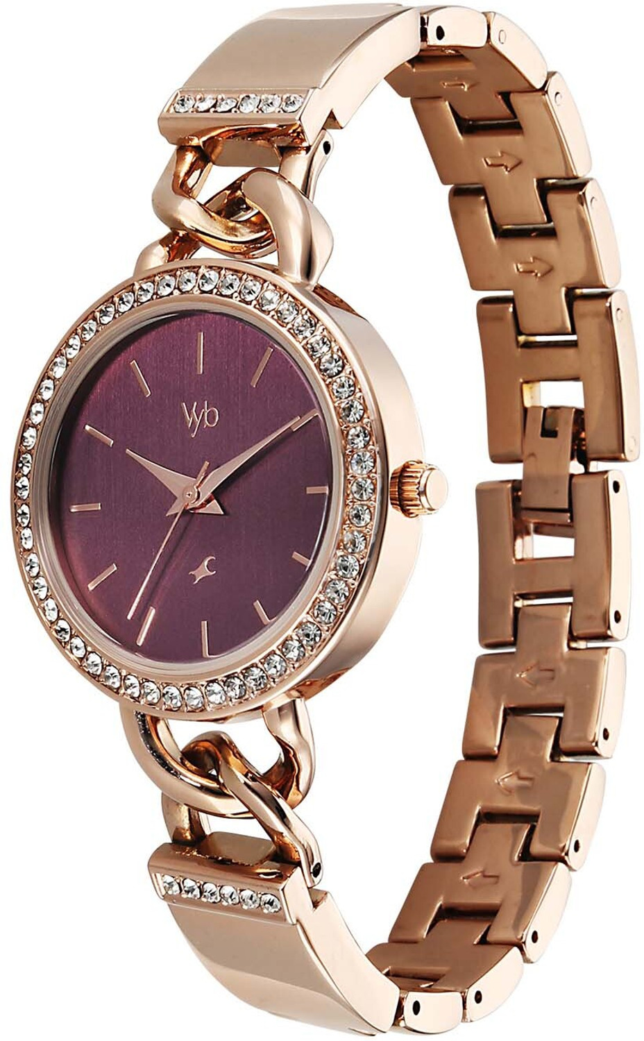 Image of Fastrack Vyb Mirage Fastrack Vyb Mirage Quartz Burgundy Dial Rose Gold Alloy Strap Analog Watch - For Women