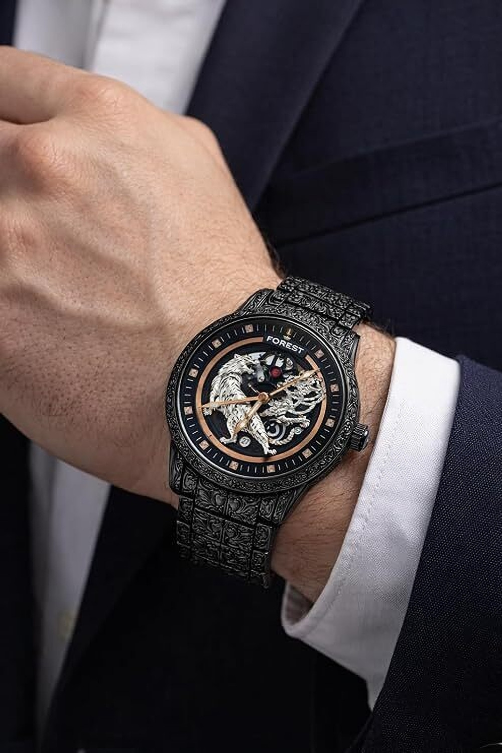 Image of sanowrex Men Coffee & Silver Two-Tone Luxury Wrist Watch with Alloy For Mens Analog Watch - For Men