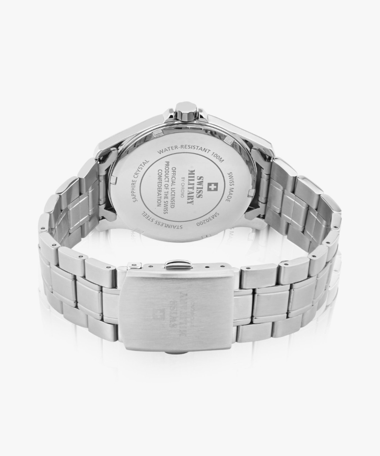 Image of Swiss Military by Chrono | Dial Shape Round| Dial Color Blue| Strap Color Silver Quartz Watch-SM34083.03 Swiss Made Blue Dial Analog Watch - For Men