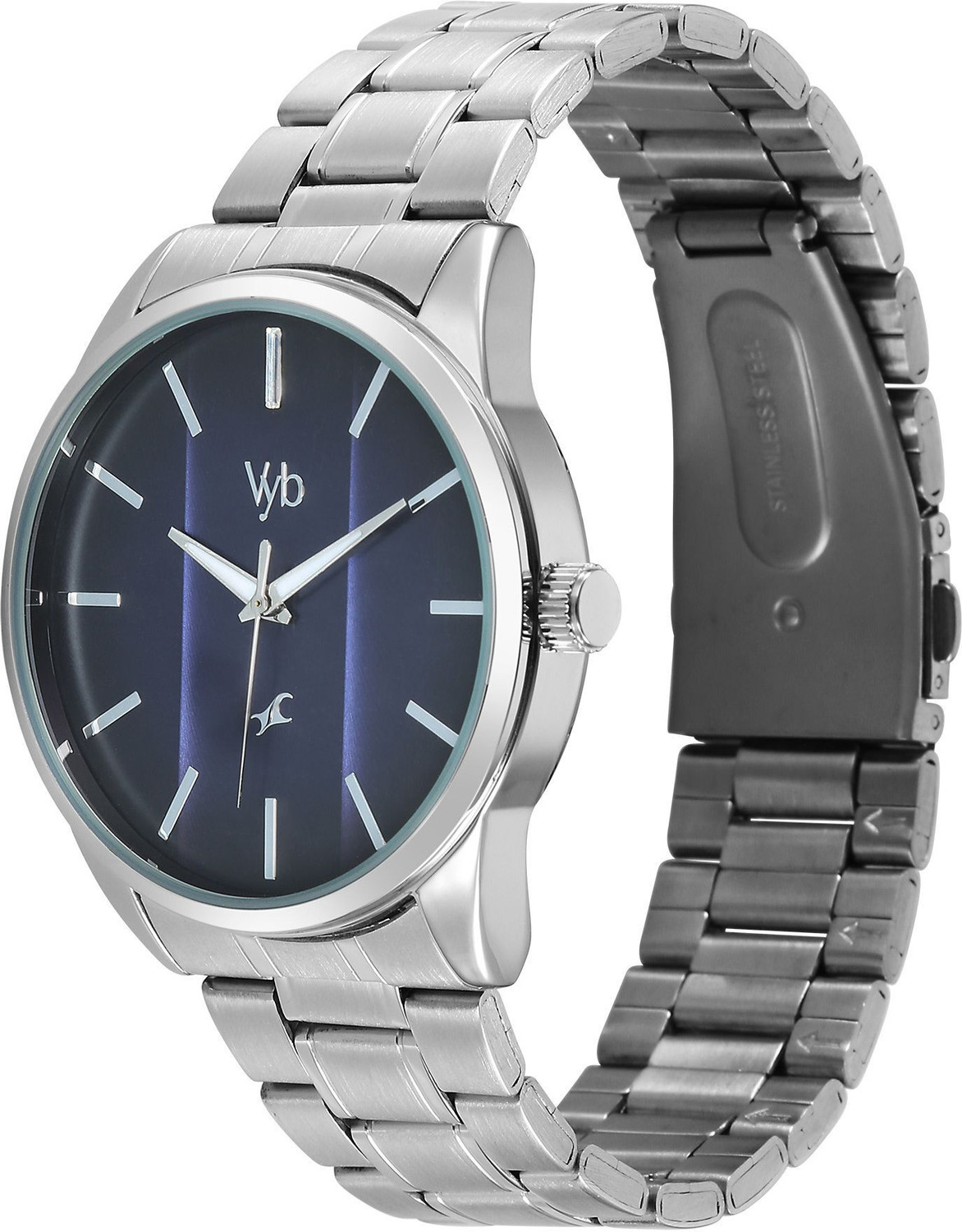 Image of Fastrack Vyb Drift Fastrack Vyb Drift Quartz Navy Blue Dial Steel Stainless Steel Strap Analog Watch - For Men