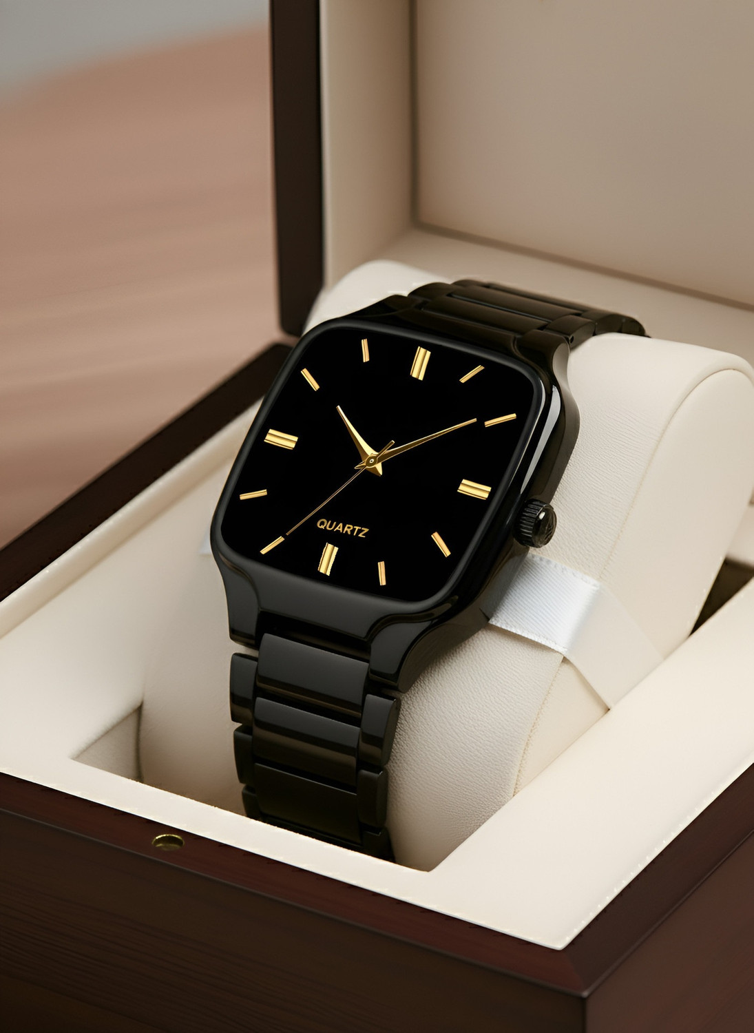 Image of moveflex MF02 BLACK Elegant Series Square Quartz For /Boys Wrist Analog Watch - For Men