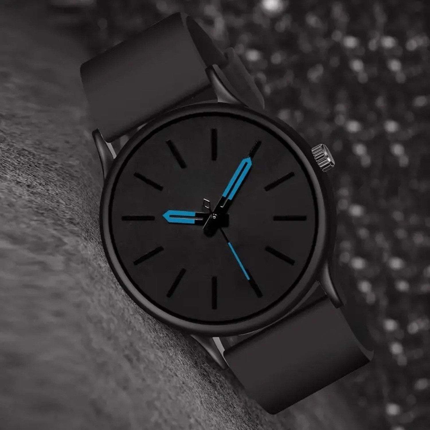 Image of Timorix Modern FullBlack Quartz Full Black Dial Analog Watch for Men With Black Silicone Strap |Stylish Quartz | Analog Watch - For Men
