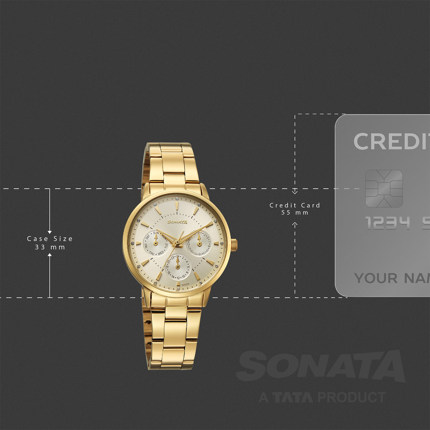 Image of SONATA Perfect Pairs Sonata Perfect Pairs P2 Quartz Gold Round Dial Men and Women Pair Watch / Analog Watch - For Men & Women