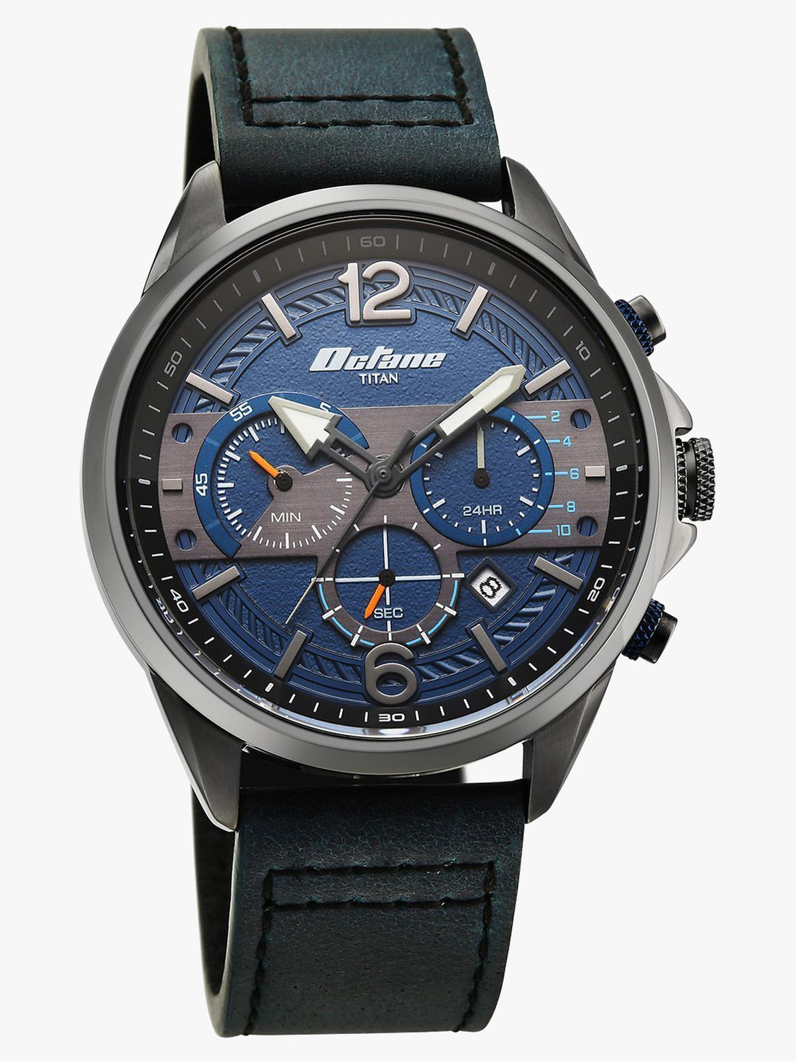 Image of Titan Titan Octane Cred Titan Octane Cred Quartz with Blue Dial Blue Leather Strap Analog Watch - For Men