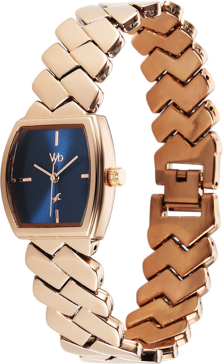 Image of Fastrack Vyb Showstopper Fastrack Vyb Showstopper Quartz Navy Blue Dial Rose gold Strap Analog Watch - For Women