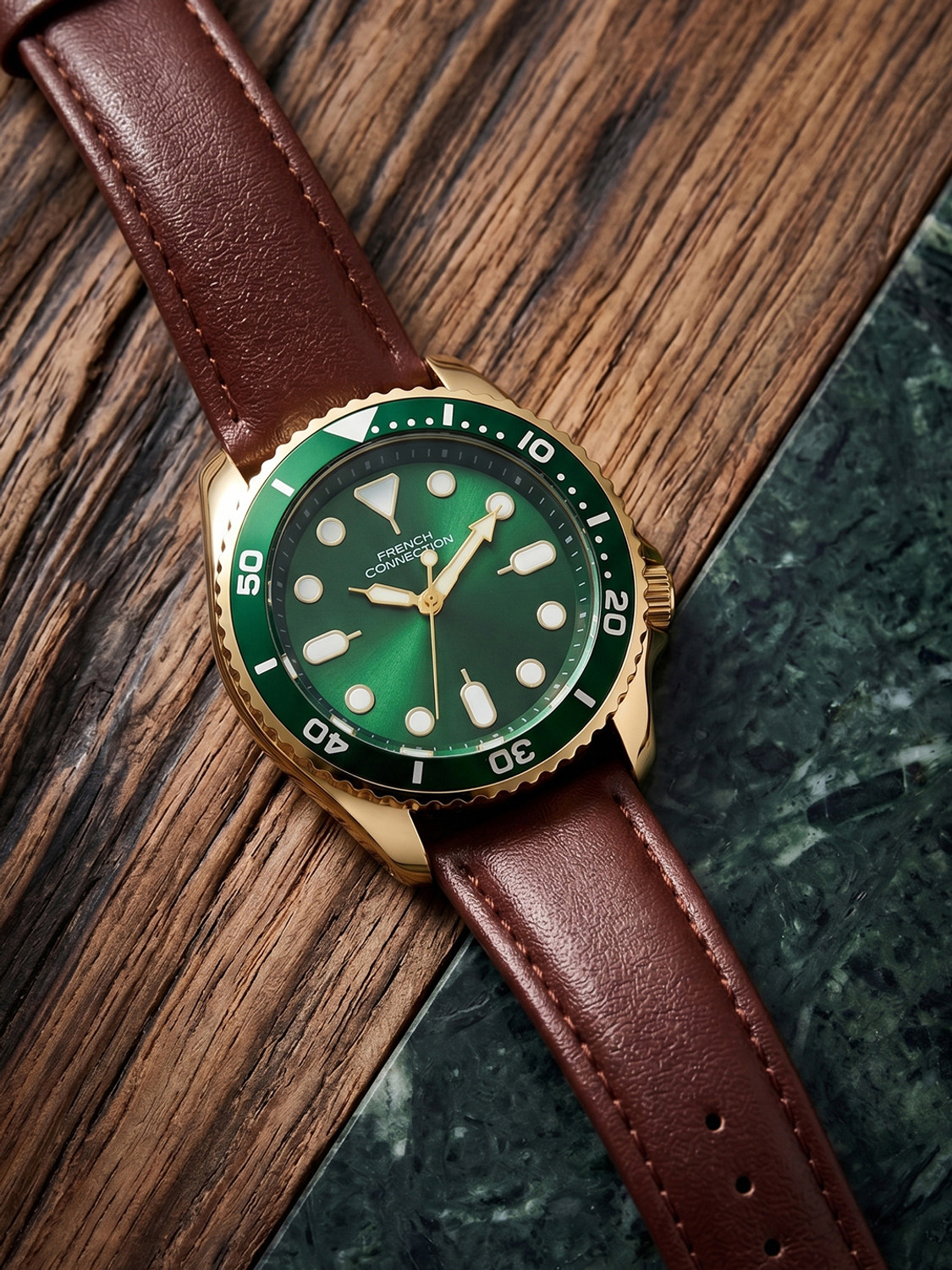 Image of French Connection Men's Round Green Dial Analog Watch Analog Watch - For Men