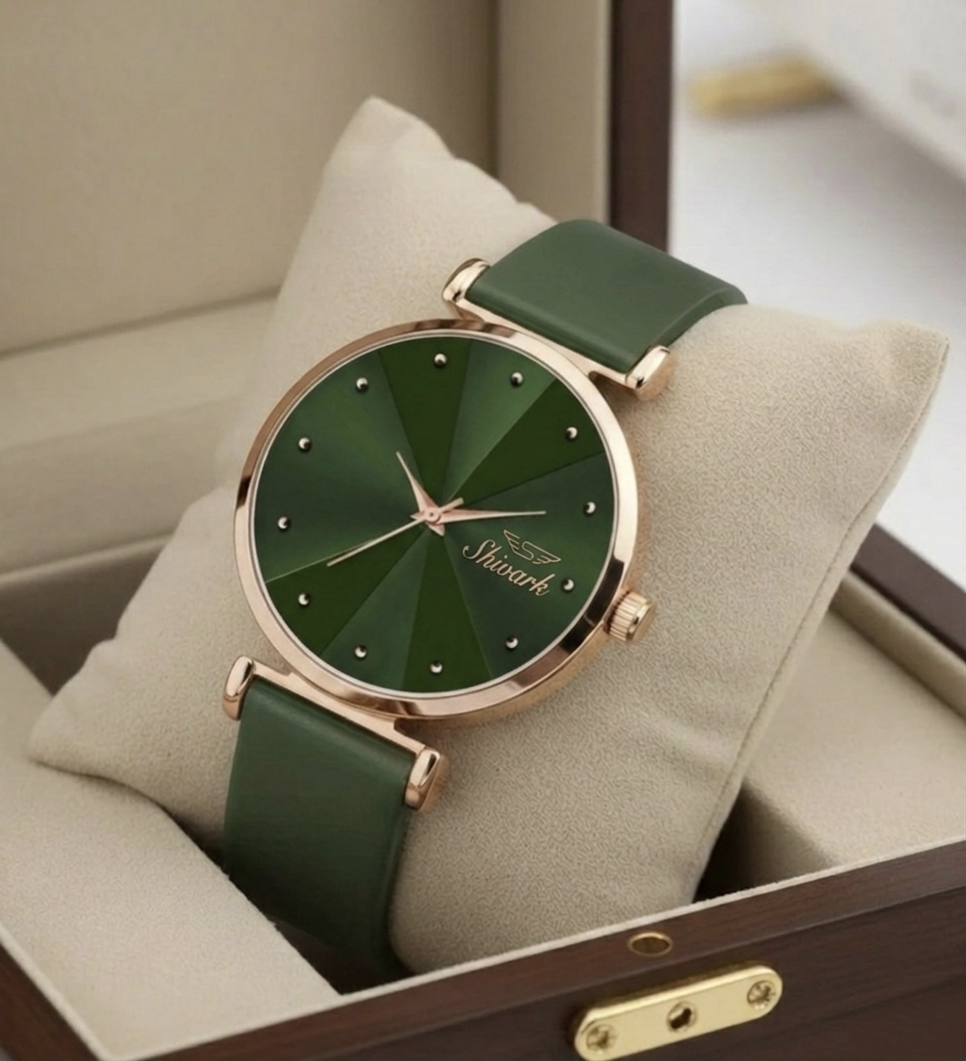 Image of Shivark Green Dial And Silicone Strap Analog Watch - For Women