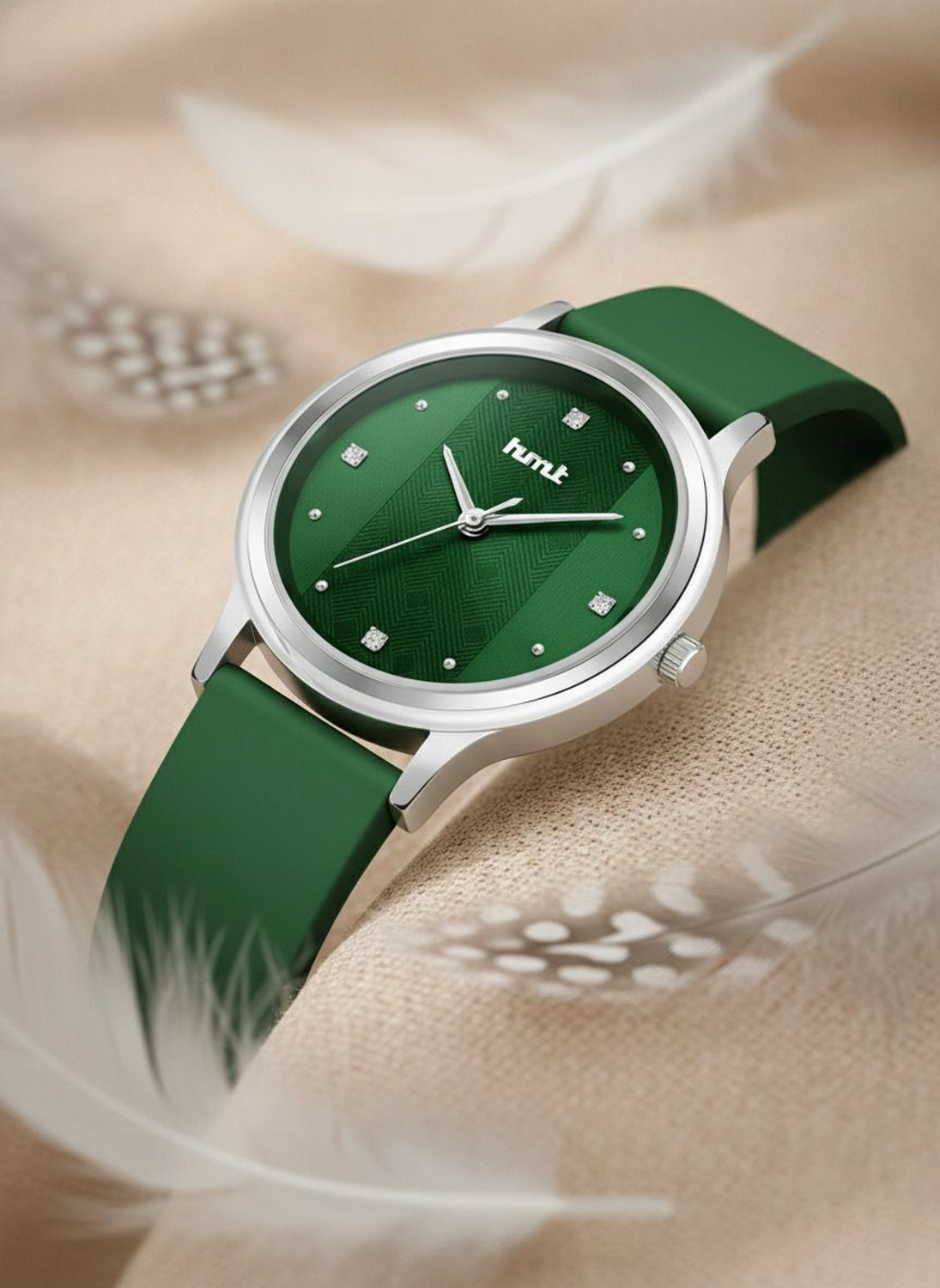 Image of hmt QUARTZ Featuring Classy Pink Dial Silicon Strap Analog Watch - For Women