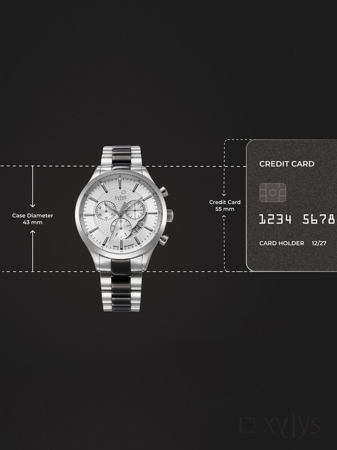 Image of XYLYS Xylys SwiSS Chronograph Silver Dial Silver & Black SS Strap Analog Watch - For Men