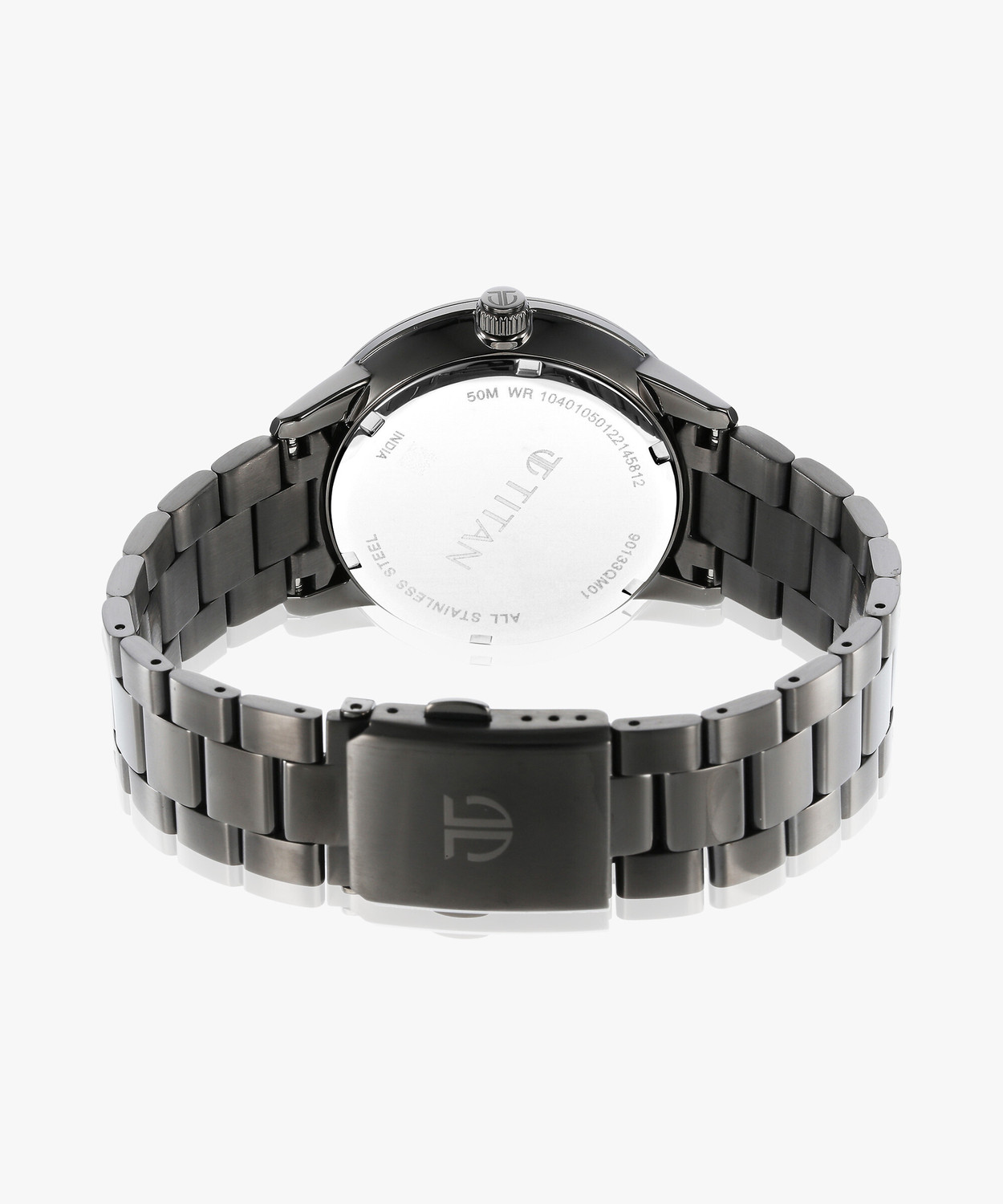 Image of Titan 90133QM01 Titan Urban Magic Multifunction Grey Dial Anthracite SS Strap Analog Watch - For Men