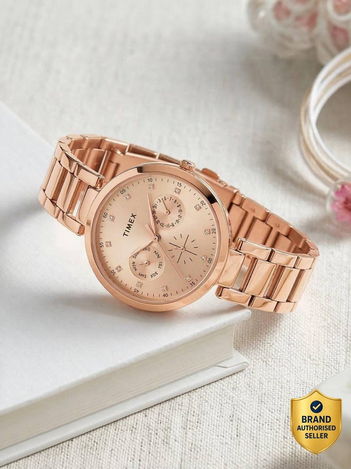 TIMEX Round 35mm Rose Gold Dial Analog Watch - For Women
