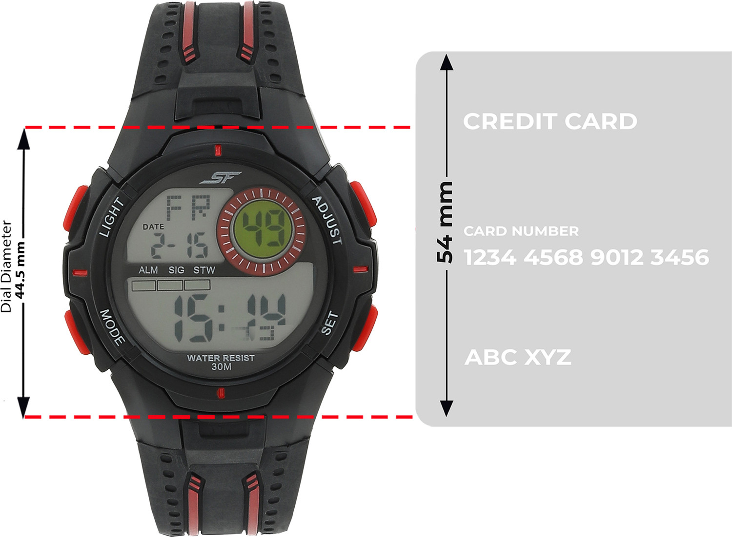 Image of SF 77112PP01 SF Digital Dial Black Polyurethane Strap Digital Watch - For Men