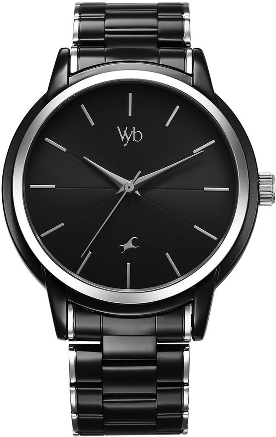 Image of Fastrack Fastrack Vyb Quartz Black Dial Silver + Black Sheet Metal Strap watch for Men Analog Watch - For Men