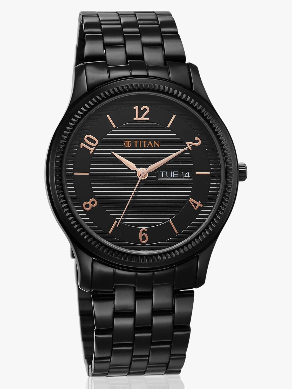 Titan Karishma Black Dial Black Stainless Steel Watch - Image 5