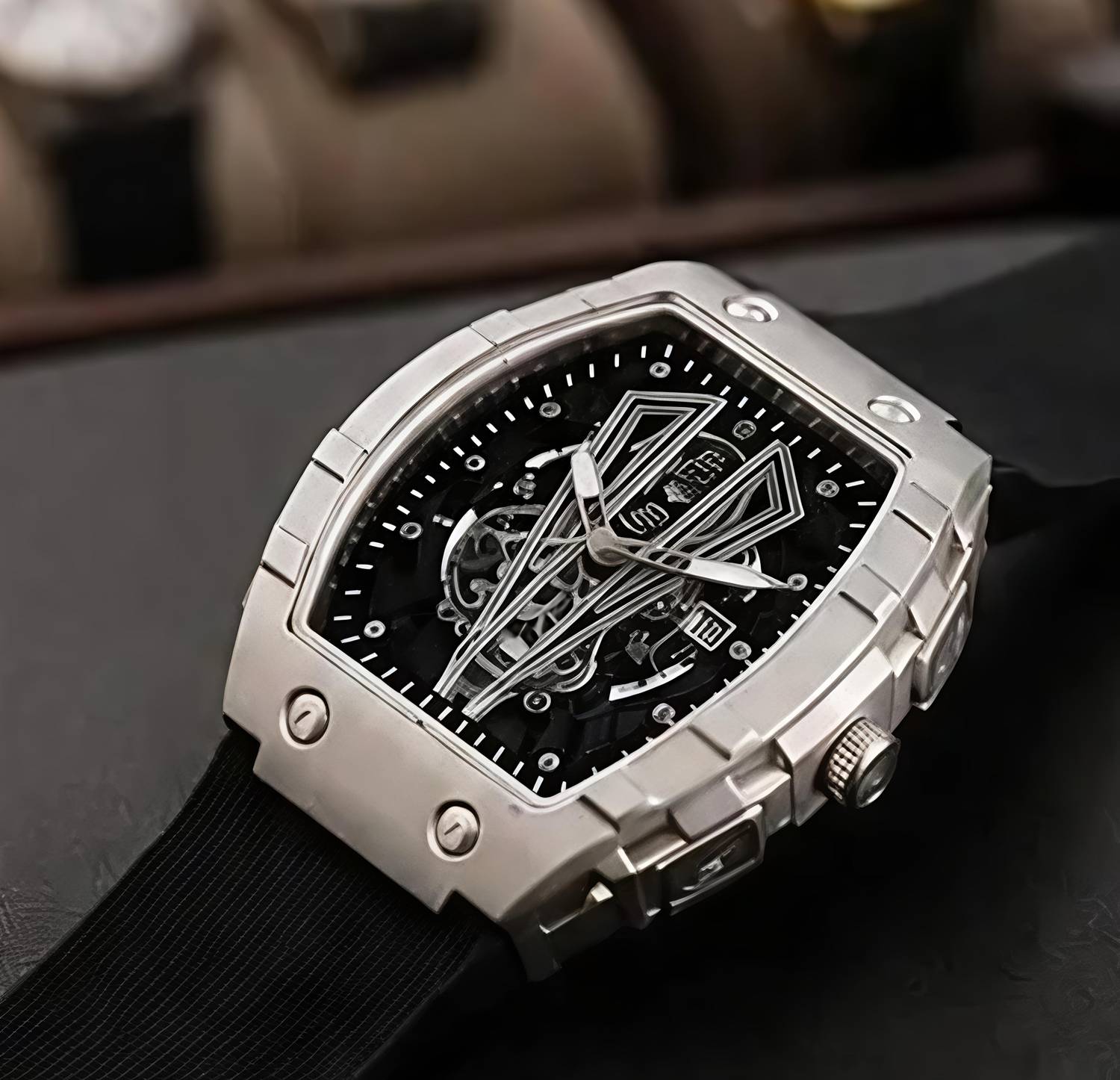 Umesh Men's Black Silicone Strap Watch - Image 5