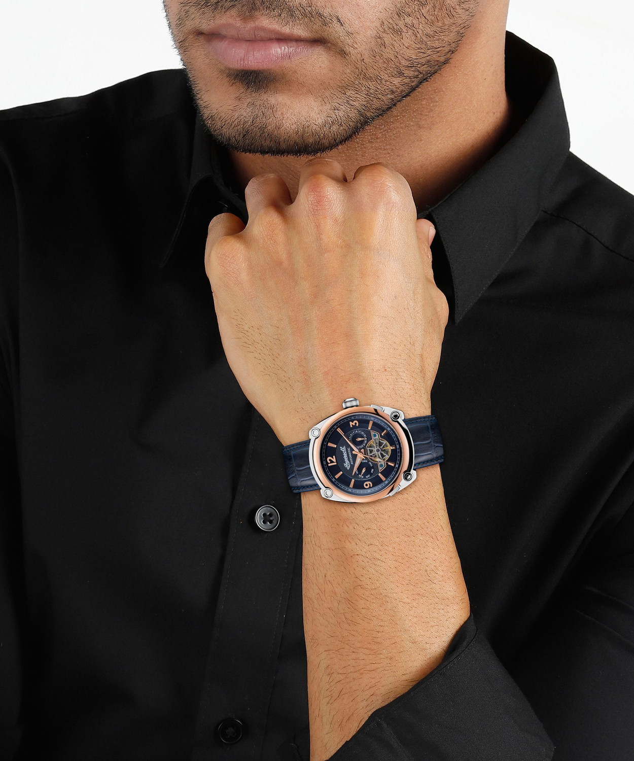 Image of Ingersoll I01101B Automatic Blue Skeleton Dial With Lifetime Warranty Analog Watch - For Men