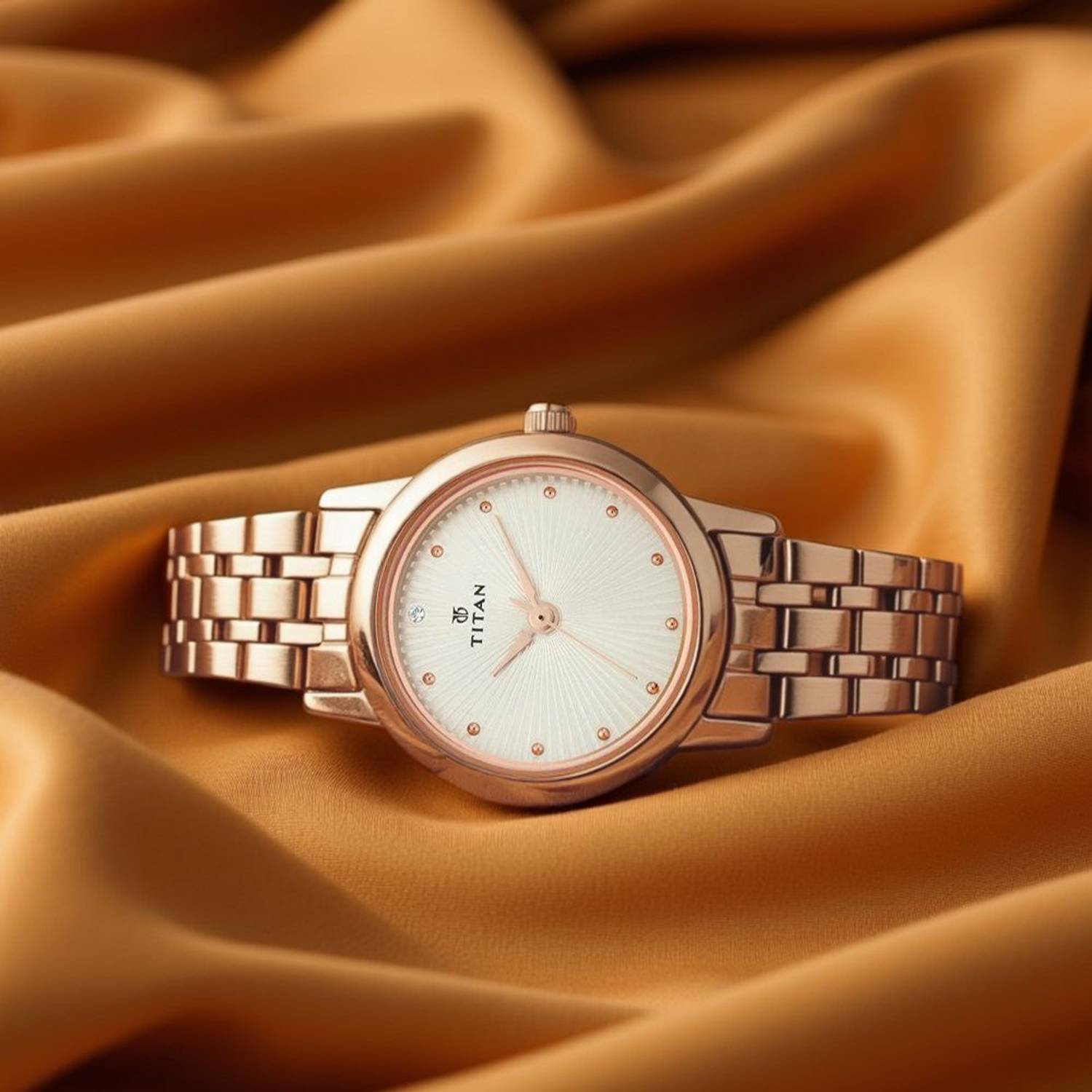 Titan Women\'s Watch NS2593WM01 Quartz Silver Dial Rose Gold Stainless Steel 25mm Titan NP2593WM01 Titan Silver Dial Rose Gold Stainless Steel  main image 4