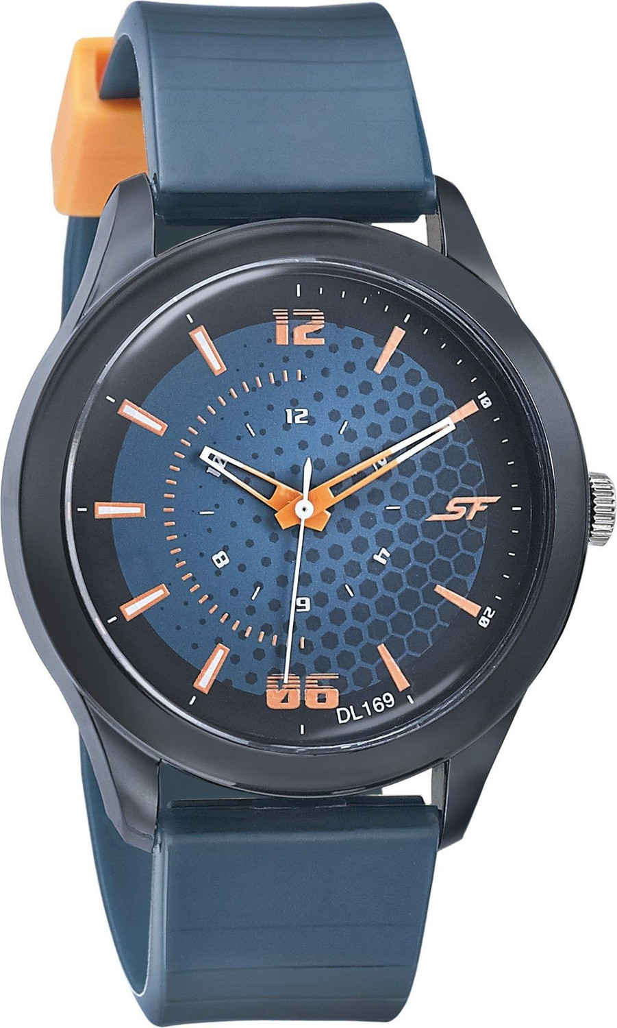 Image of SF 77007PP05 SF Quartz Dark Blue Dial Black PU Strap Analog Watch - For Men