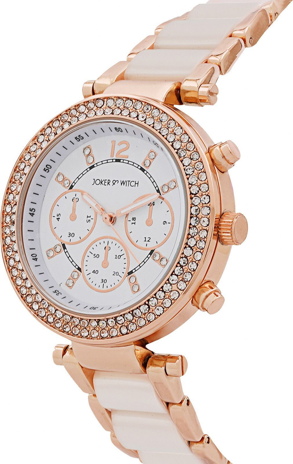 Image of Joker & Witch Joker and Witch Suzanne Rosegold And White Ceramic Metallic Strap Watch Analog Watch - For Women