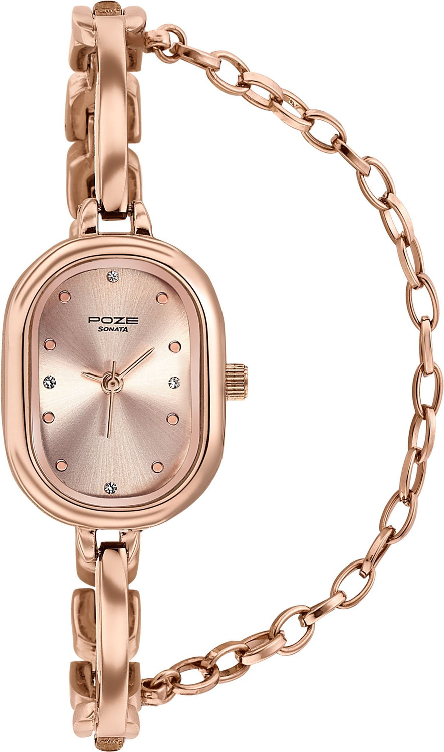Image of SONATA Poze 8 Poze 8 Quartz Pink Dial IP Rose Gold Alloy Watch & Jewellery Accessory Analog Watch - For Women