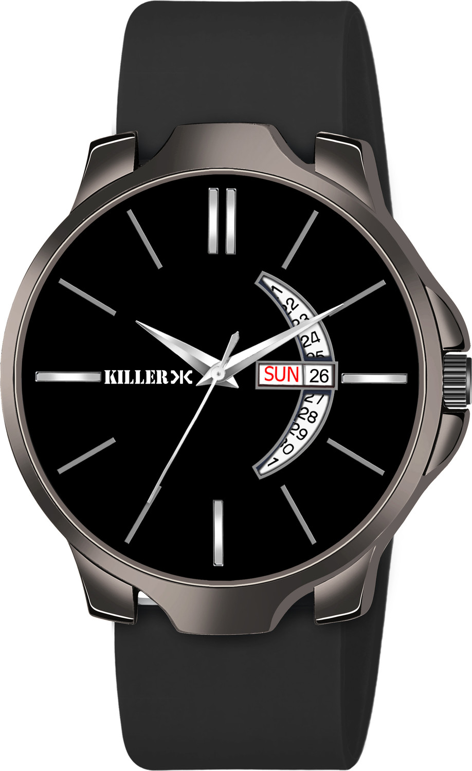 Image of KILLER Gun Metal Series | Smart Watch Strap | 3D Glass |Smart Clip | Working Day & Date Gun Metal Series | Smart Watch Strap | 3D Glass |Smart Clip | Working Day & Date Analog Watch - For Men