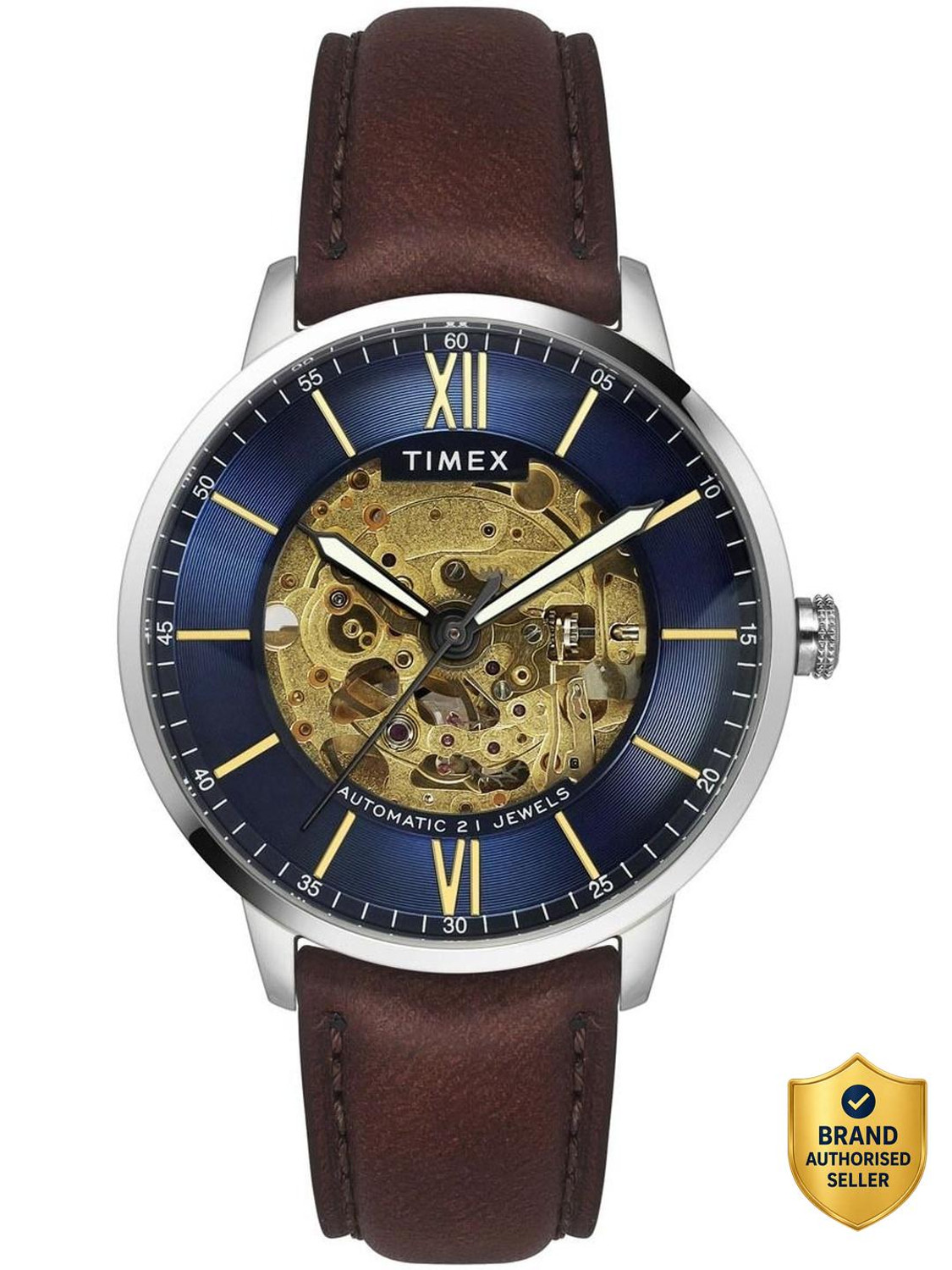 Image of TIMEX Signio Round 42mm Blue Dial Analog Watch - For Men